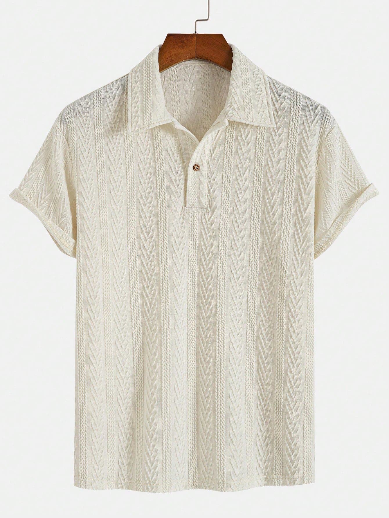 Men's Fashion Elastic Knitted School Polo Shirt