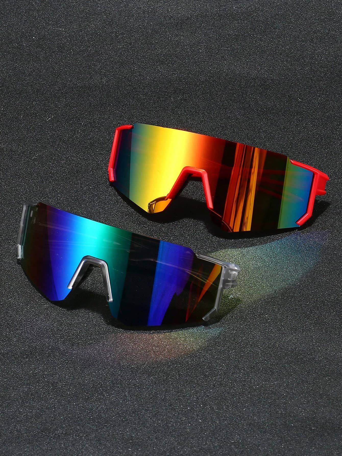 2pcs Men's Plastic Sports Cycling Wrap-Around Decorative Fashion Glasses Suitable For Daily Wear, Shopping, Cycling, Etc.