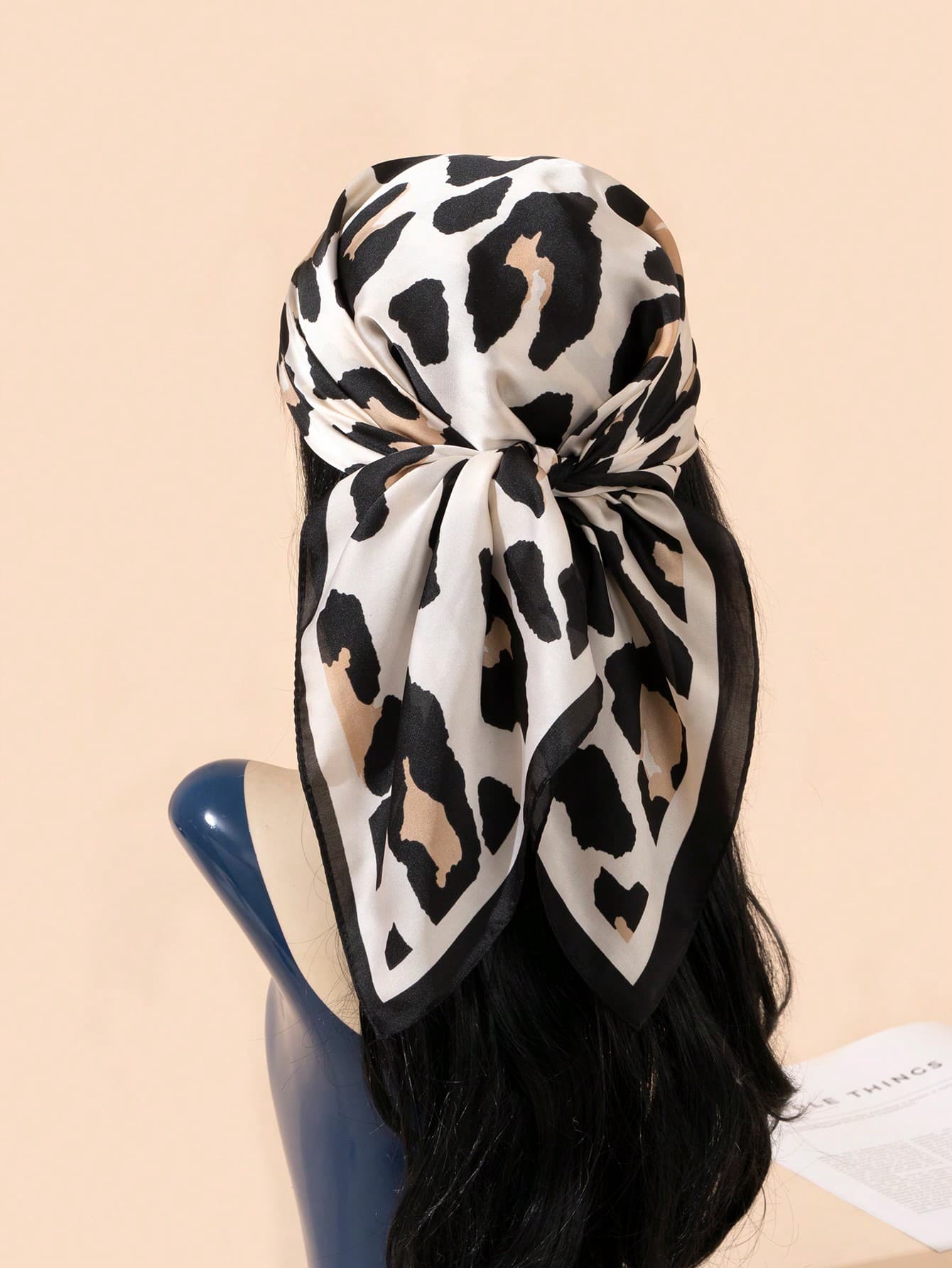 1pc Imitation Silk Printed Square Scarf, Multifunctional Neckerchief For Daily Use, As Headband Bandana Leopard Print Accessories