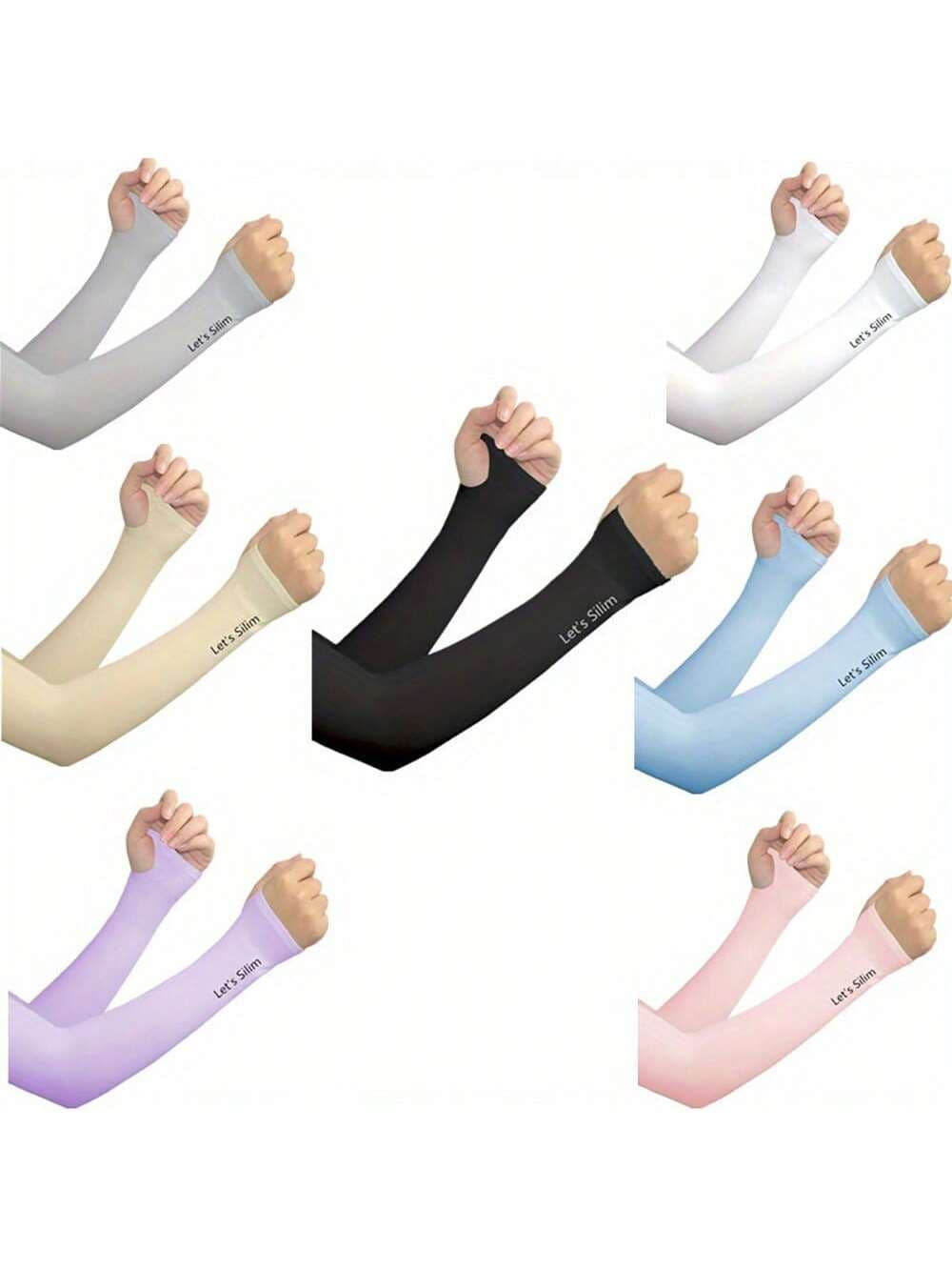 7 Pairs, Women's Ice Silk Sunshade Sleeves, Summer Elastic Half Finger Arm Gloves, Outdoor Cycling UV Protection, Cool Thin Breathable Hand Covers, Assorted Colors Summer