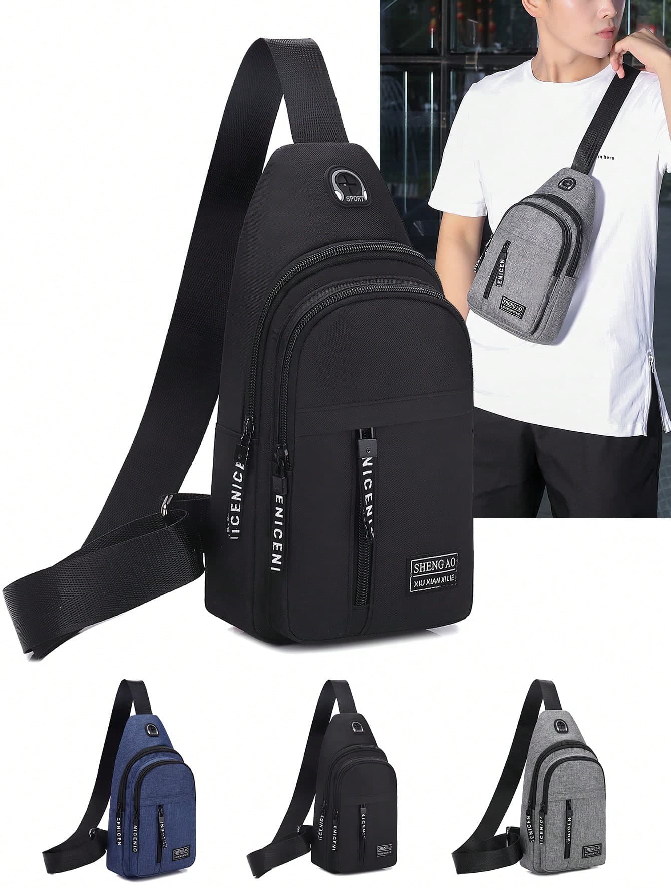 1pc Men's Crossbody Bag, Outdoor Multi-Purpose Chest Bag, Lightweight Shoulder Bag Commute Bag For School Graduation Gifts For Books Freshman Multi-Functional Dorm Hiking Hiking Student Large Capacity Multi-Functional Portable Fashionable Casual Dad Gifts Boyfriend Gifts Vacation Funny Gifts Travel Christmas Holiday Thanksgiving Gifts Side Bag Black Bag Holiday Essentials Fanny Pack Summer Back To School The Sporty Life Summer Bag Spring Break Bag Pack Belt Bag Waist Bag School Supplies