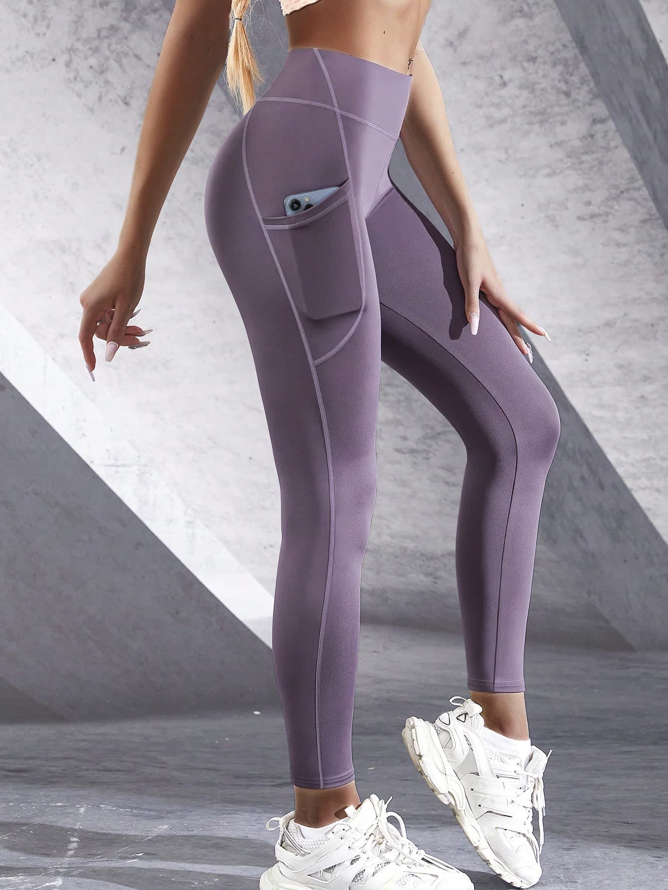1Pc Sports Yoga Belt 9/10 Length Color Block Yoga Pants With Pocket Suitable For Fitness, Exercise, Outdoor, Running Tights Spring
