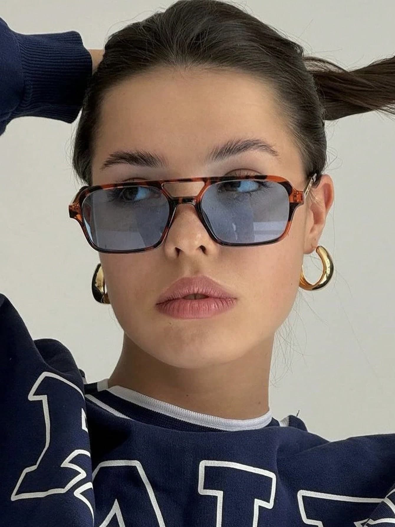 1 Pair Women's Bohemian Style Fashion Vintage Aviator Fashion Glasses, Suitable For Vacation And Daily Wear