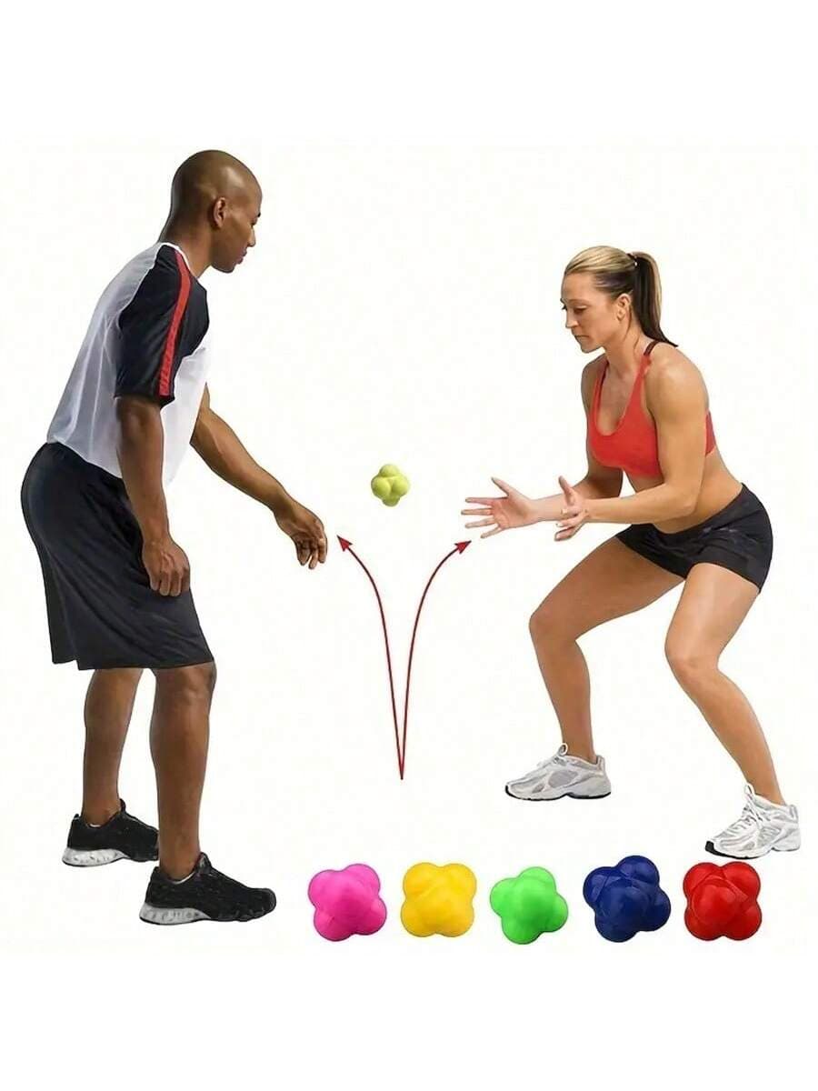 1pc Hexagonal Reaction Ball , High-Density Rubber Ball , For Speed , Agility , And Coordination Training - For Basketball ,Football And Outdoor Fitness