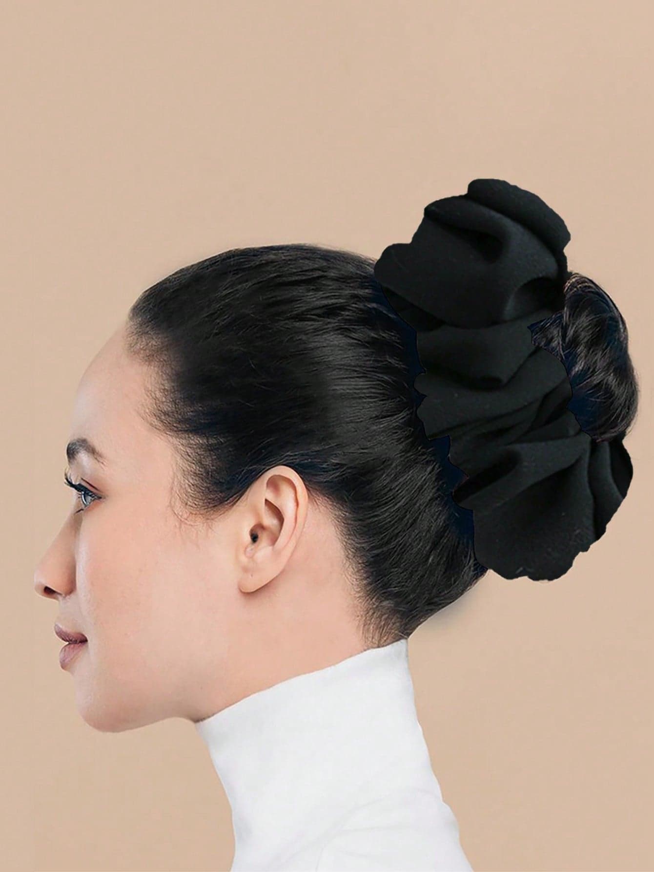 1pc Super Large Black Chiffon Hair Scrunchie For Women's Daily Wear And Decoration Scrunchies Hair Ties Scrunchy Hair Ties, Hair Accessories