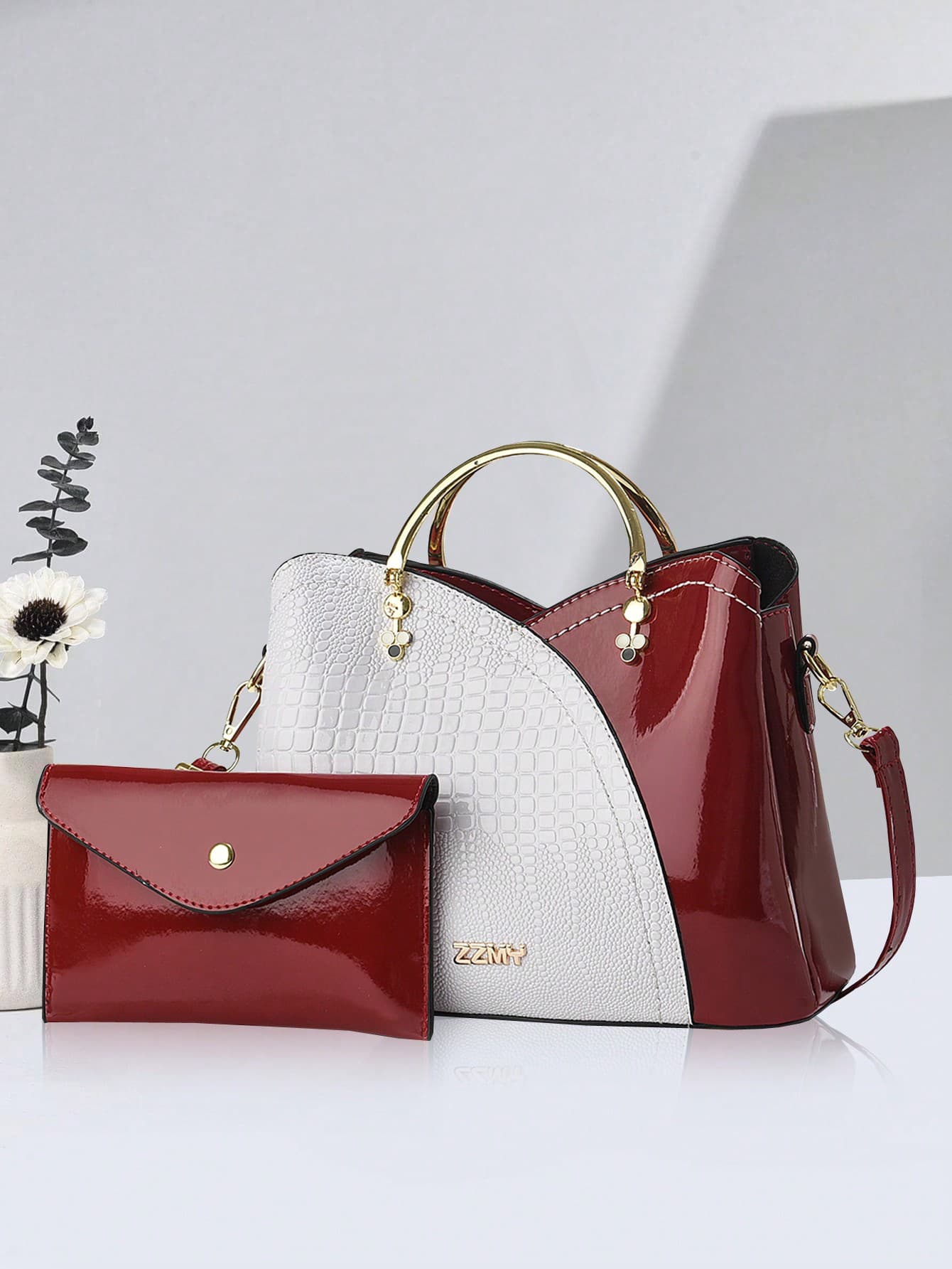 PLANEE 2 Pieces/Set Fashionable Crocodile Pattern Women's Handbag High-End Glossy Women's Bucket Bag Shoulder Bag Large Capacity Crossbody Bag Fashionable Mama Bag Commuter Women's Bag Mother's Day Gift, Women's Fashionable Solid Color Wallet, Suitable For Work And Parties, Birthday Gift, Can Be Shoulder, Can Be Worn Cross-Body. Very Suitable For Business, Holidays, Shopping, Travel, Perfect Match