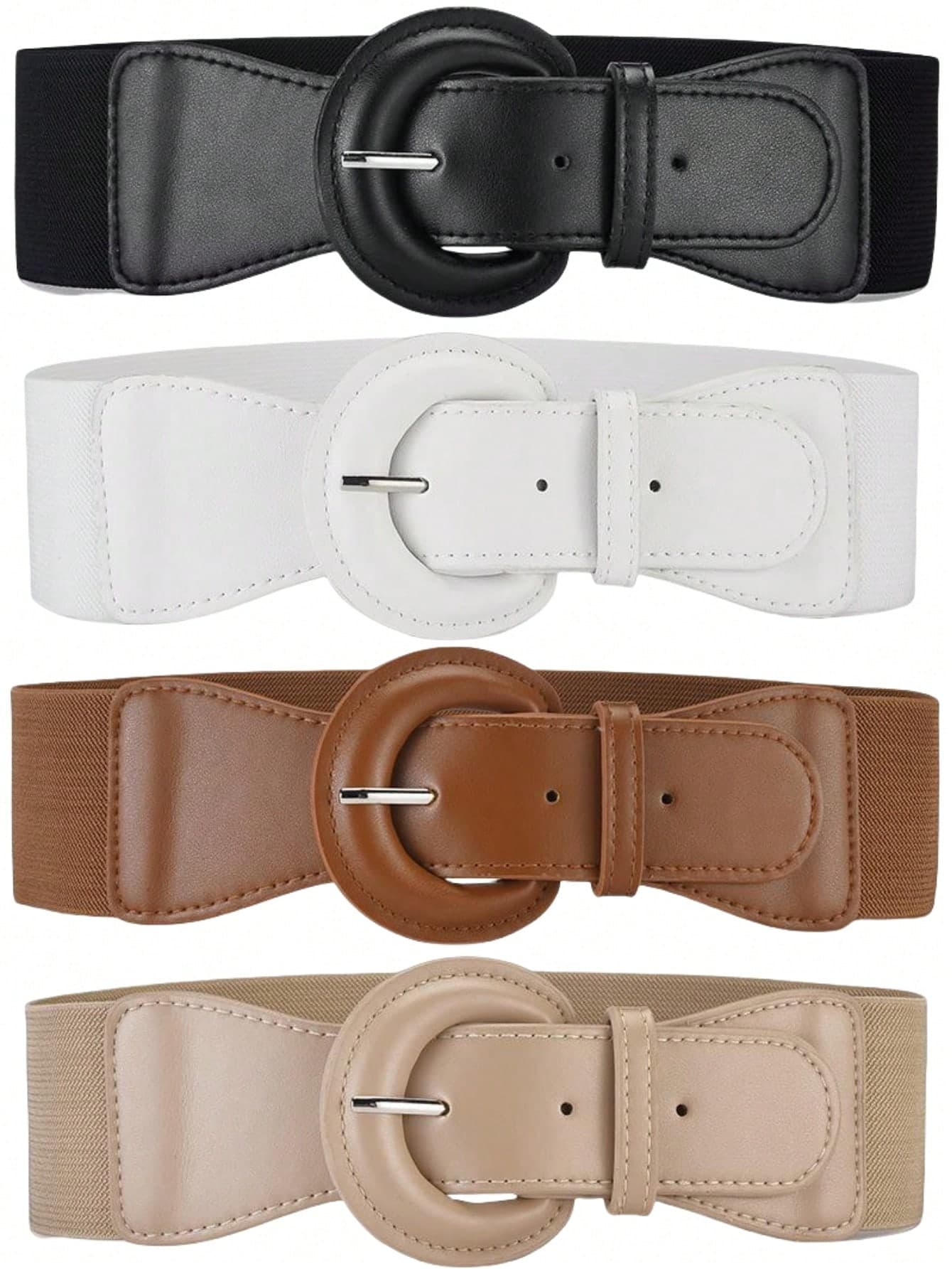1pc Fashionable Elastic Weave Wide Waist Belt With Decorative D Buckle For Women's Coat And Dress Halloween Summer, School Fall, Autumn, Halloween