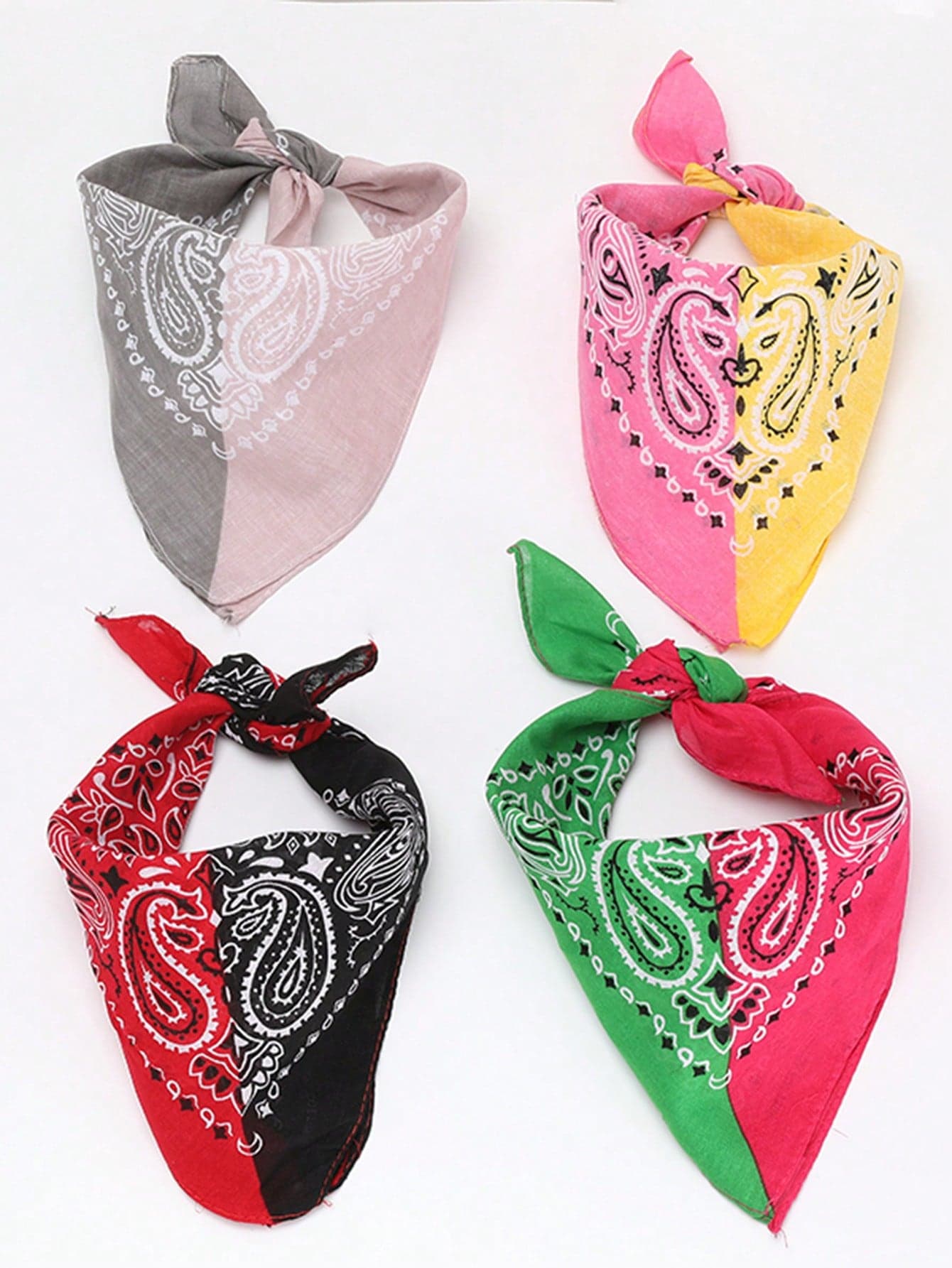 1pc Men's Paisley Dual Color Patchwork Bandana Scarf, Versatile Streetwear Headband For Outdoor Cycling Outfitting,Holiday,Travel
