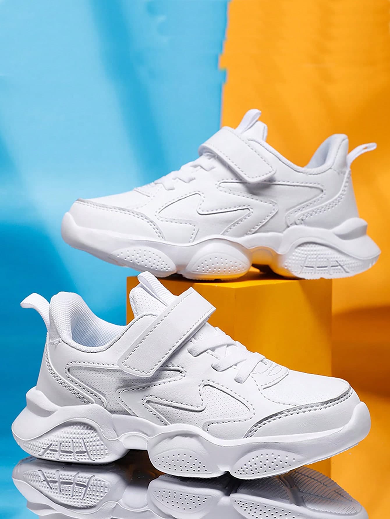 Children's Shoes Children's Sports Shoes White Student Shoes PU Imitation Leather Boys' Shoes Girls' Shoes Middle Children Toddlers Big Kids