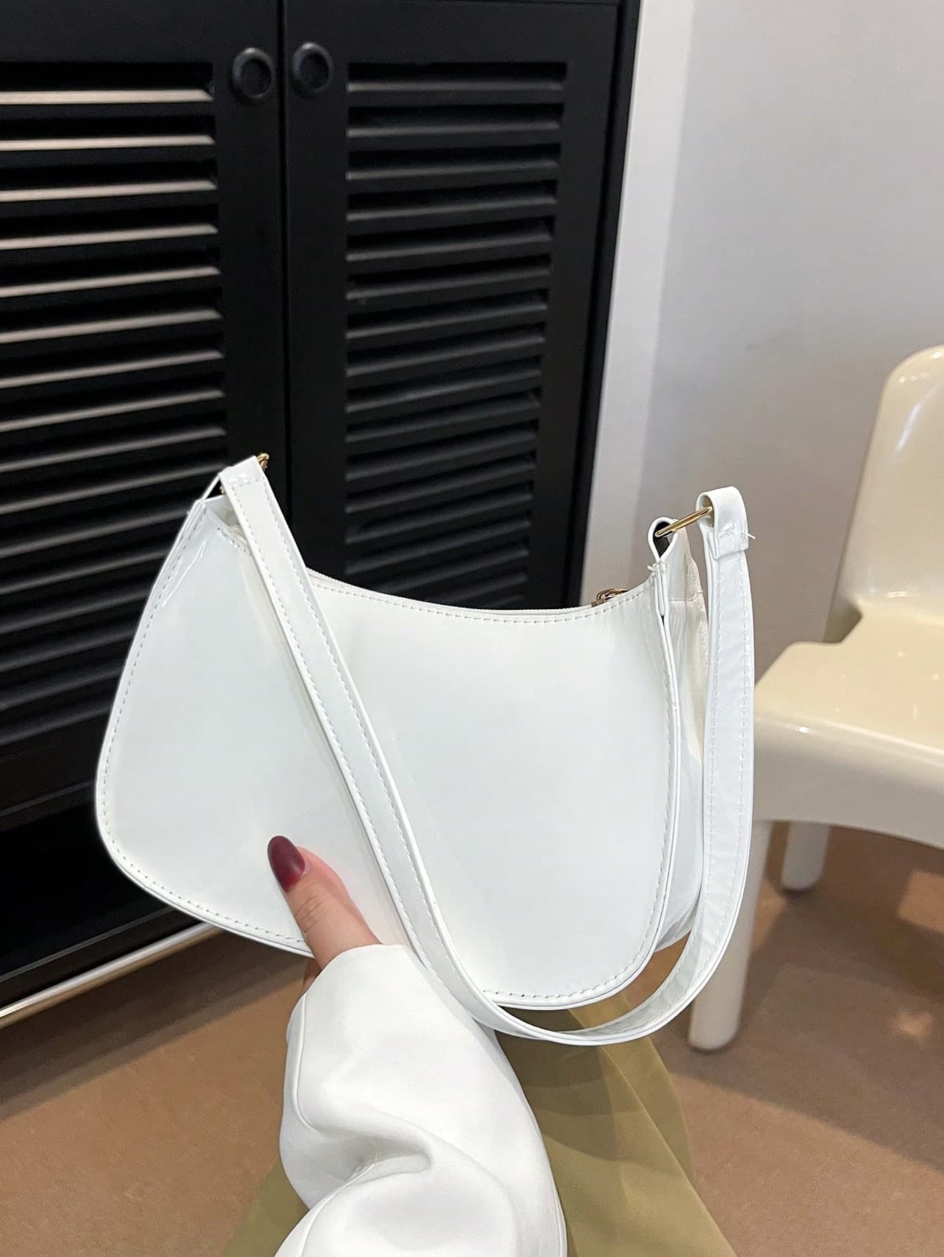 2025 Spring Summer New Fashion Simple Shoulder Bag For Women, Casual Tote Underarm Bag, Minimalist White Solid Color Handbag