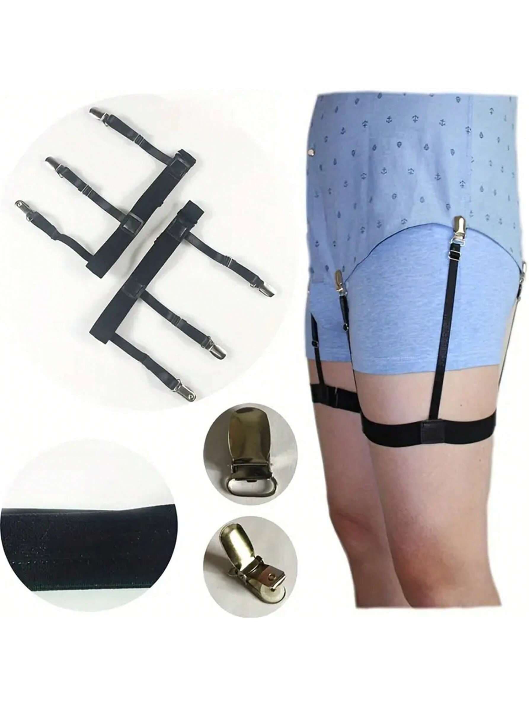 2pcs Adjustable Elastic Shirt Holder Clips For Men - Non-Slip Locking Mechanism, Durable Nylon Material, Easy To Use And Convenient - Perfect For Everyday Wear For Going Out Outfit Wedding Party And For Gift Autumn-Winter Accessories Halloween Costume,Suitable For Teens, Youth,Men,Casual, Outdoor, Athletic, Vacation, Graduation Gifts, Birthday, Daily Wear