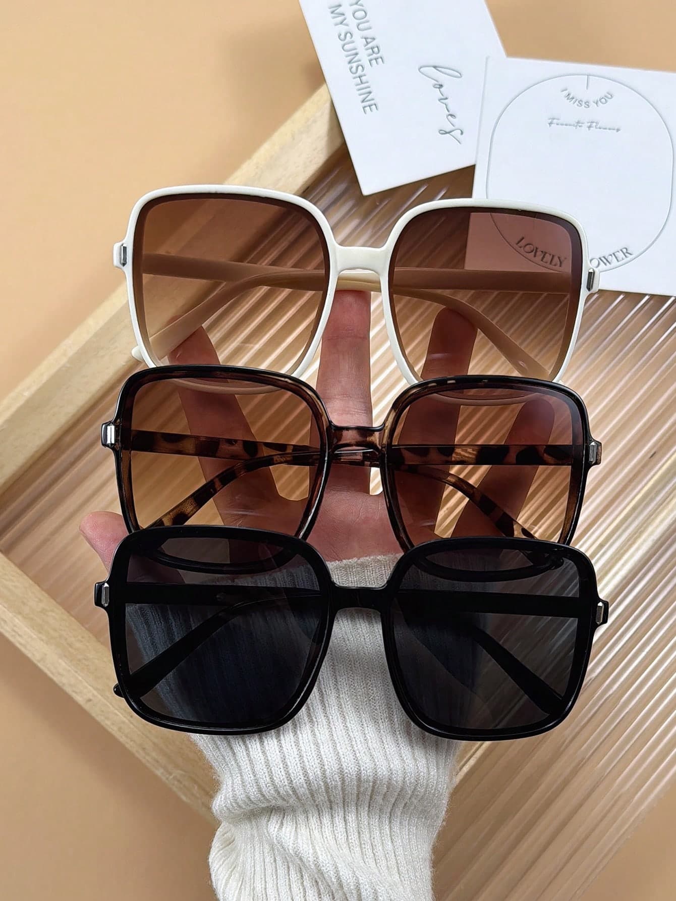 3pcs Oversized Y2K Fashion Glasses Set, Women's Party & Travel Essential For Music Festival, Hiking, Beach, Summer Outdoor Activities