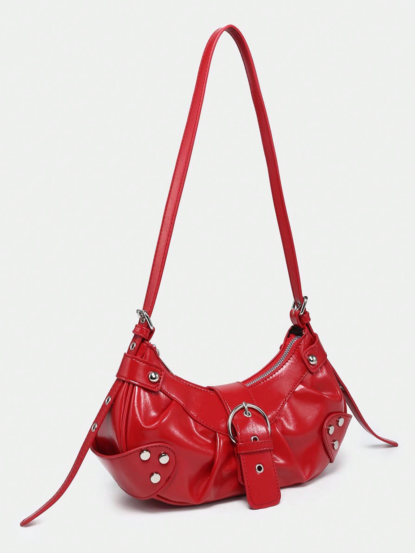 Lightweight Portable Retro Crossbody Bag, For Women: Punk Gothic Y2K Style Genuine Leather Motorcycle Bag, Decorated With Rivets, Metal Chains And Adjustable Shoulder Strap - Suitable For Teenagers, College Students, Street Fashion, Concerts, Music Festivals And Personal Styling. Y2K Fashion Style Women's Bag, Halloween Theme, Perfect For Various Parties, Halloween Fashion And Gothic Outfits.