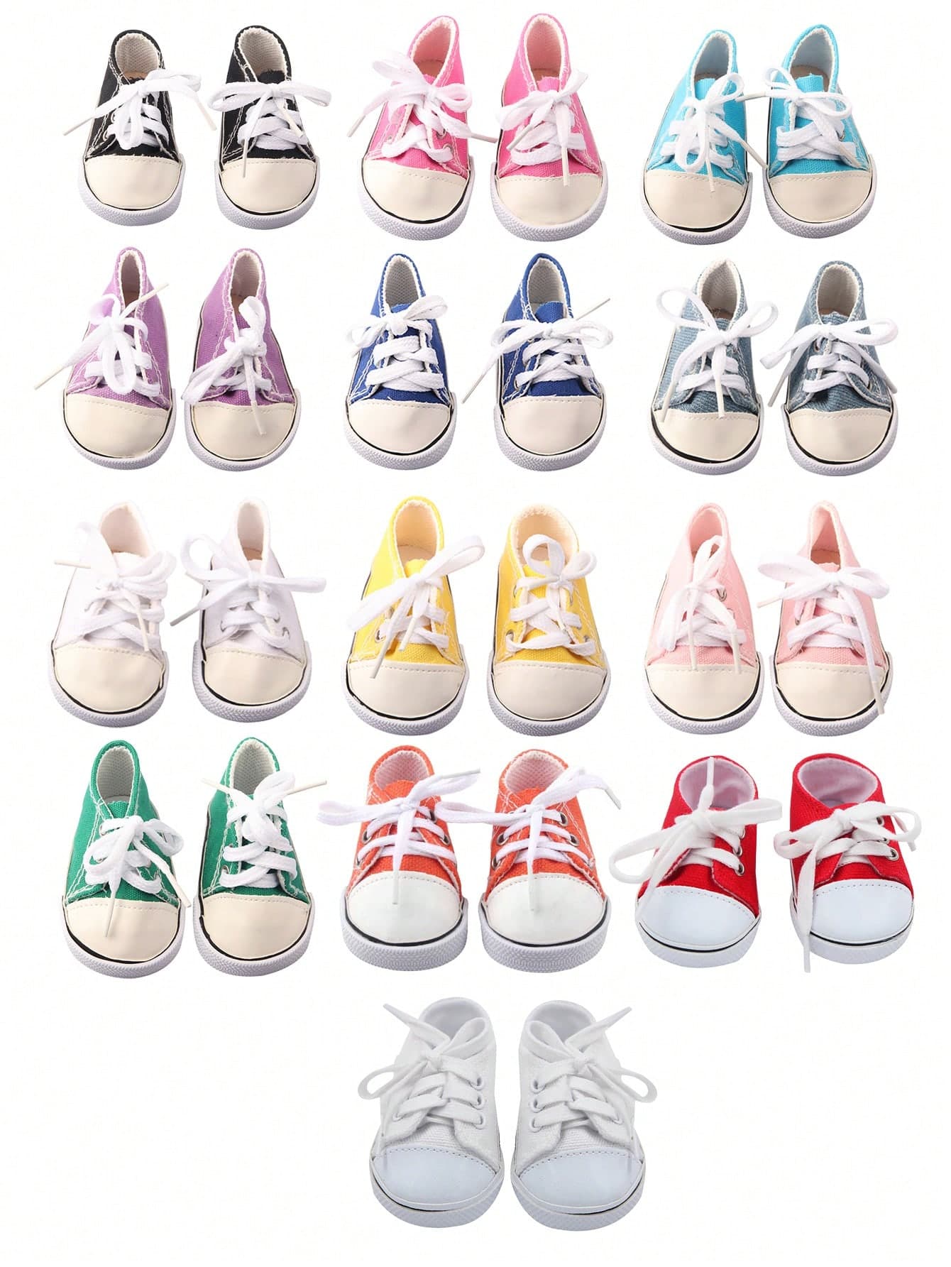 1pair Classic Canvas Sneakers,Suitable For 18-Inch American Dolls,Doll Shoes With Laces,Doll Casual Sports Shoes - A Stylish Doll Accessory Perfect For Little Girls' And Boys' Birthdays,Holidays And As Toys,Doll Clothes,Toy,Doll Toys