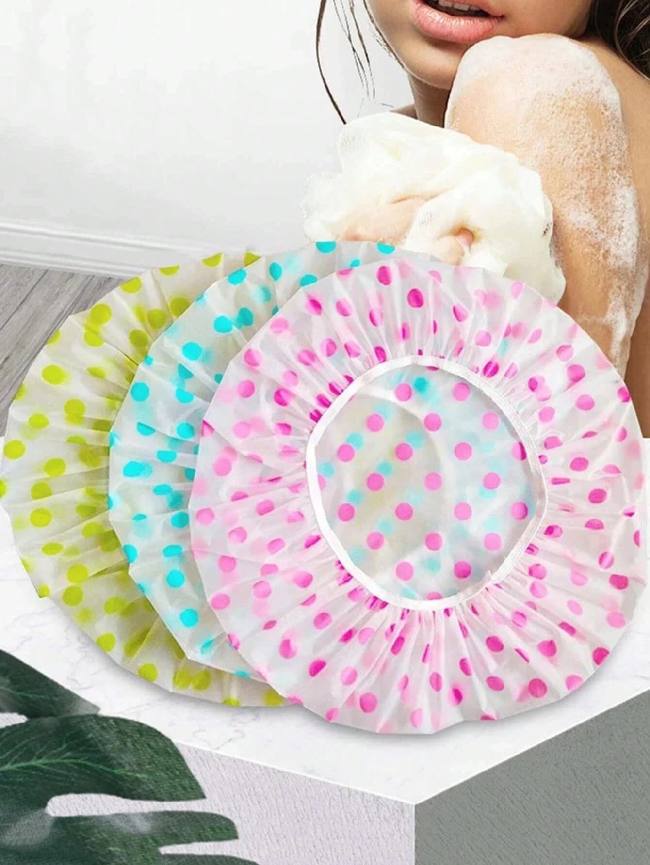 2pcs Reusable Waterproof Elastic Shower Caps, Large Size Shower Caps For Women Hair Care Salon Bathroom Home Relaxation,Summer,Beach,Hat,Holiday,Travel