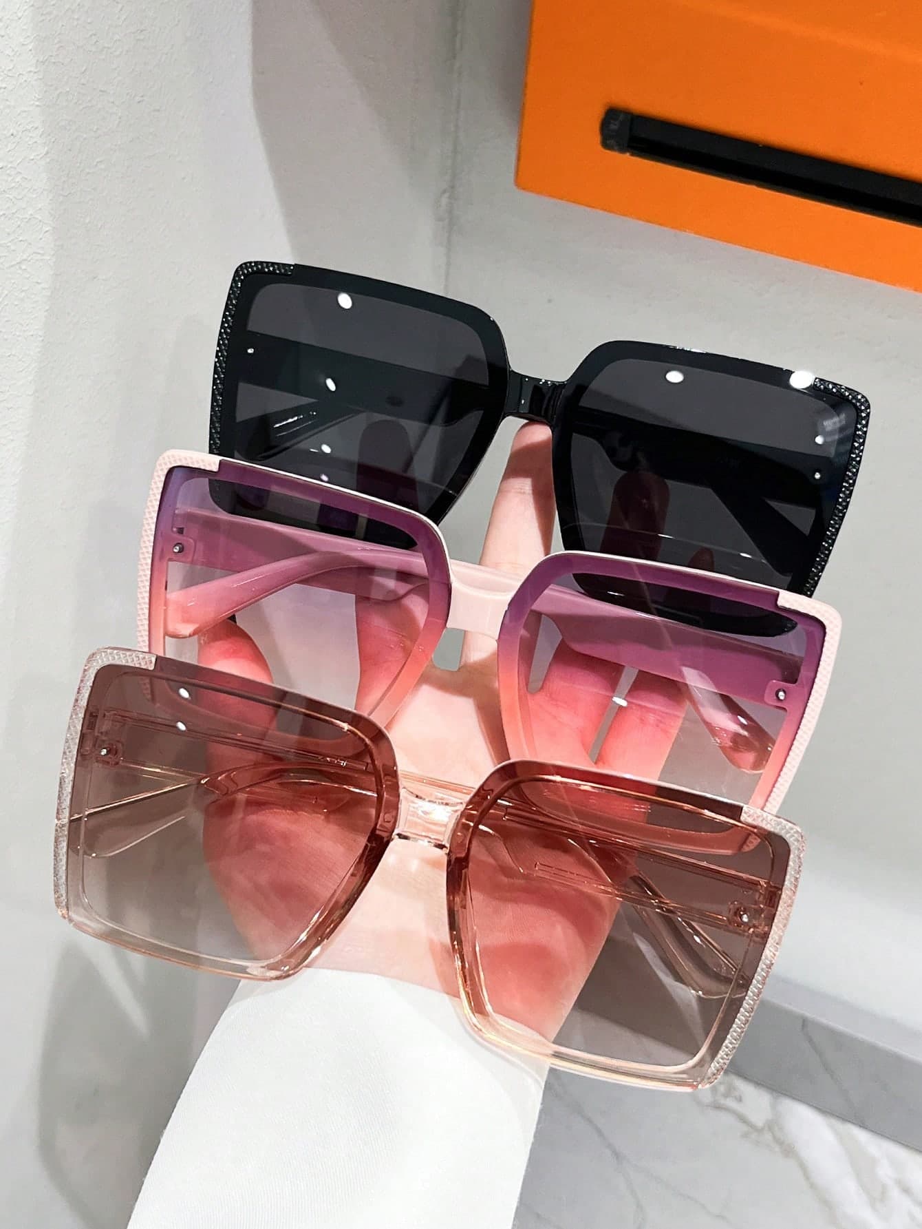 3pcs Square Beach Classic Design Women's Fashion Eyeglasses, Suitable For Music Festivals, Outdoor Travel, Beach Parties