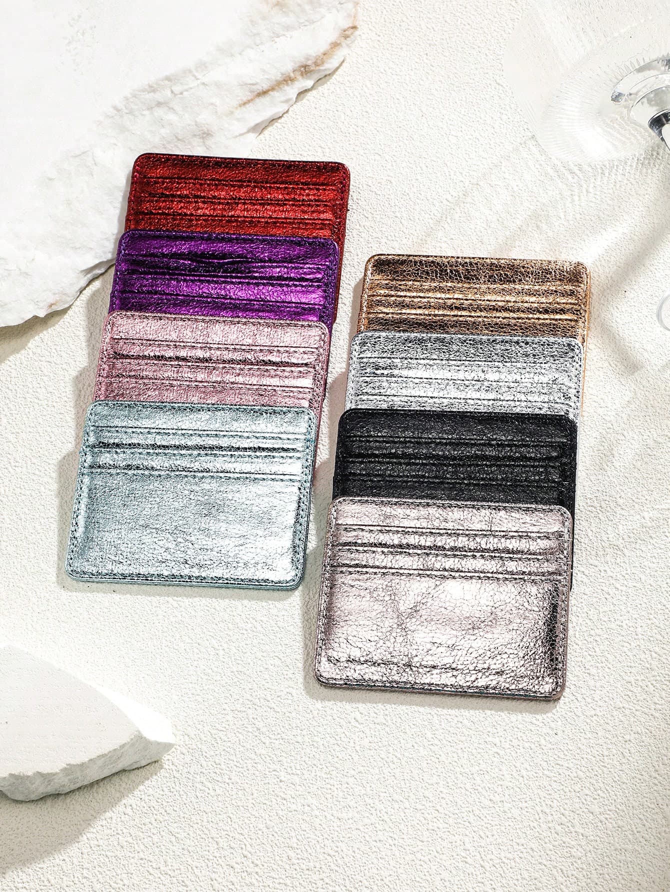 1pc Daily Bank Card & ID Card Holder, Cracked Pattern, Women's Lightweight Anti-Demagnetization, Compact High-End Ultra-Thin Mini Card Sleeve