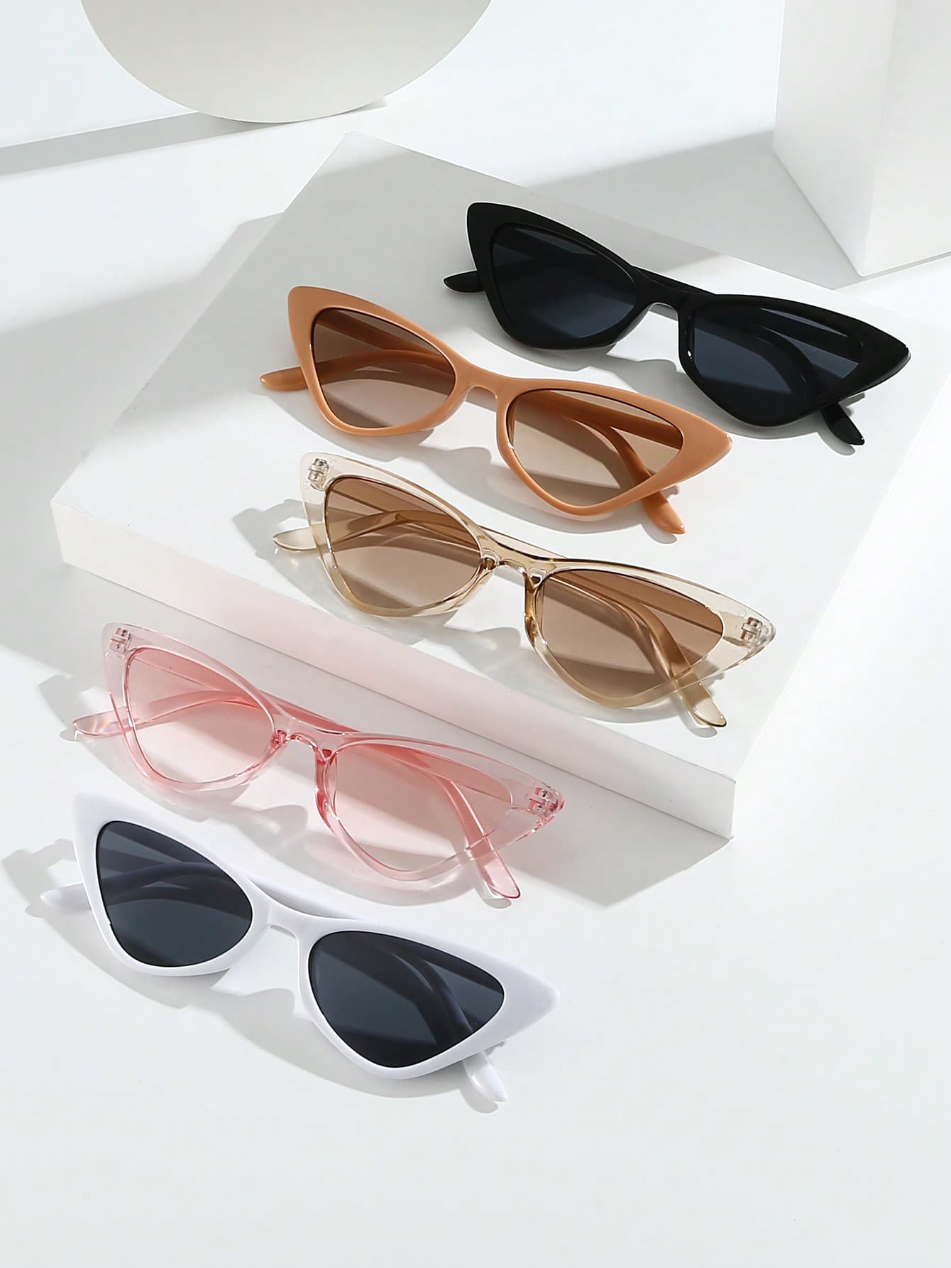 5pcs Triangle Cat Eye Small Frame Women's Fashion Glasses Beach Accessories For Women Glasses Shades For Summer Beach Vacation,Outdoor,Travel