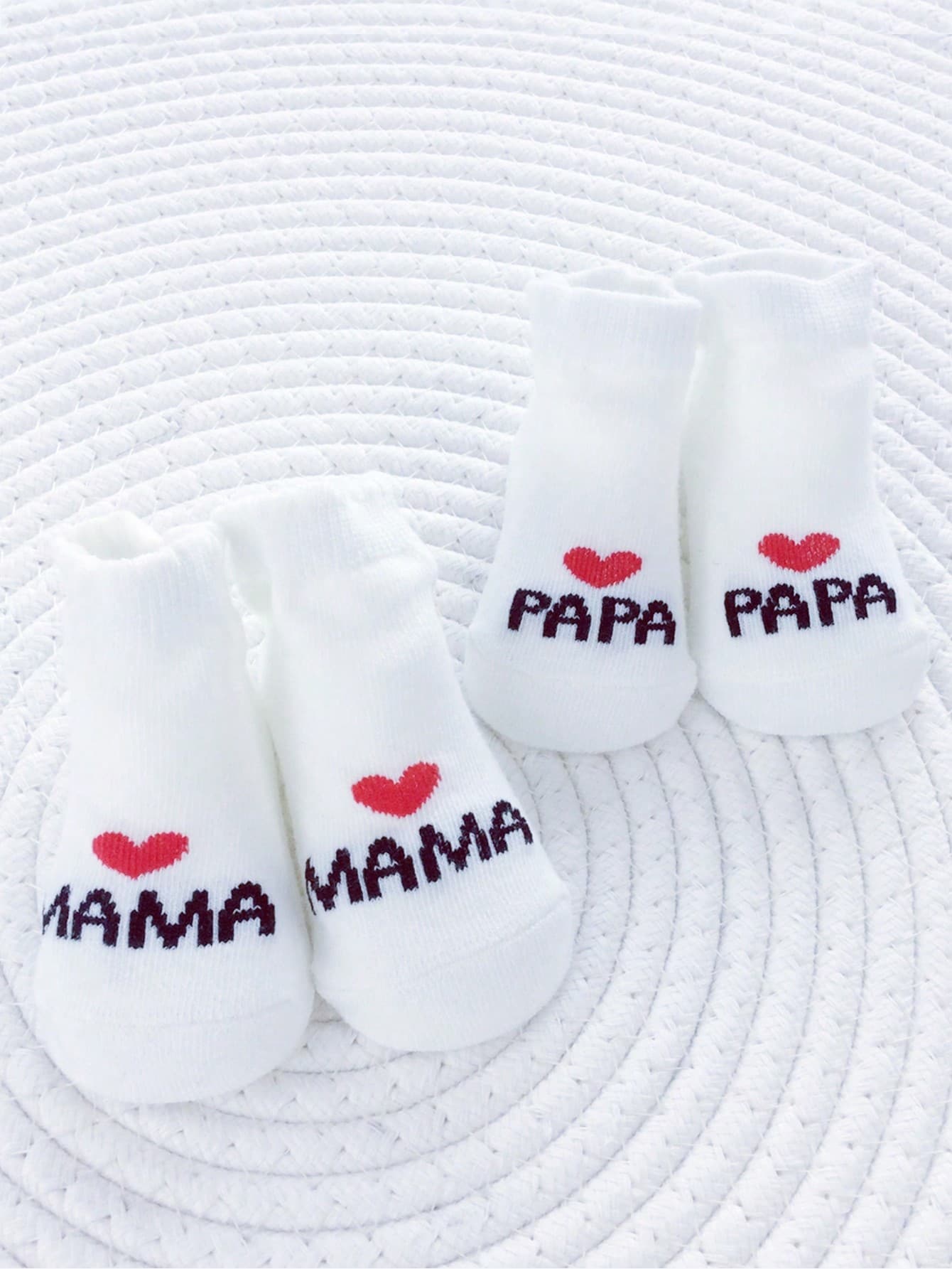 2 Pairs Newborn Baby Boy Girl White Leg Warmers Set, Cute Heart "MAMA PAPA" Baby Boat Leg Warmers, Casual Daily Leg Warmers Gift Set, Design Accessories, 0-6 Months