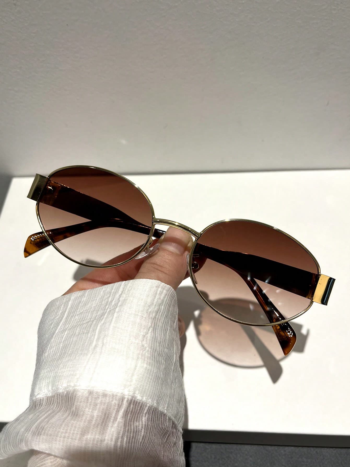 1 Pair Women's Vintage Oval Small Frame Fashion Glasses, Elegant Elegant Accessory, Suitable For Daily Wear