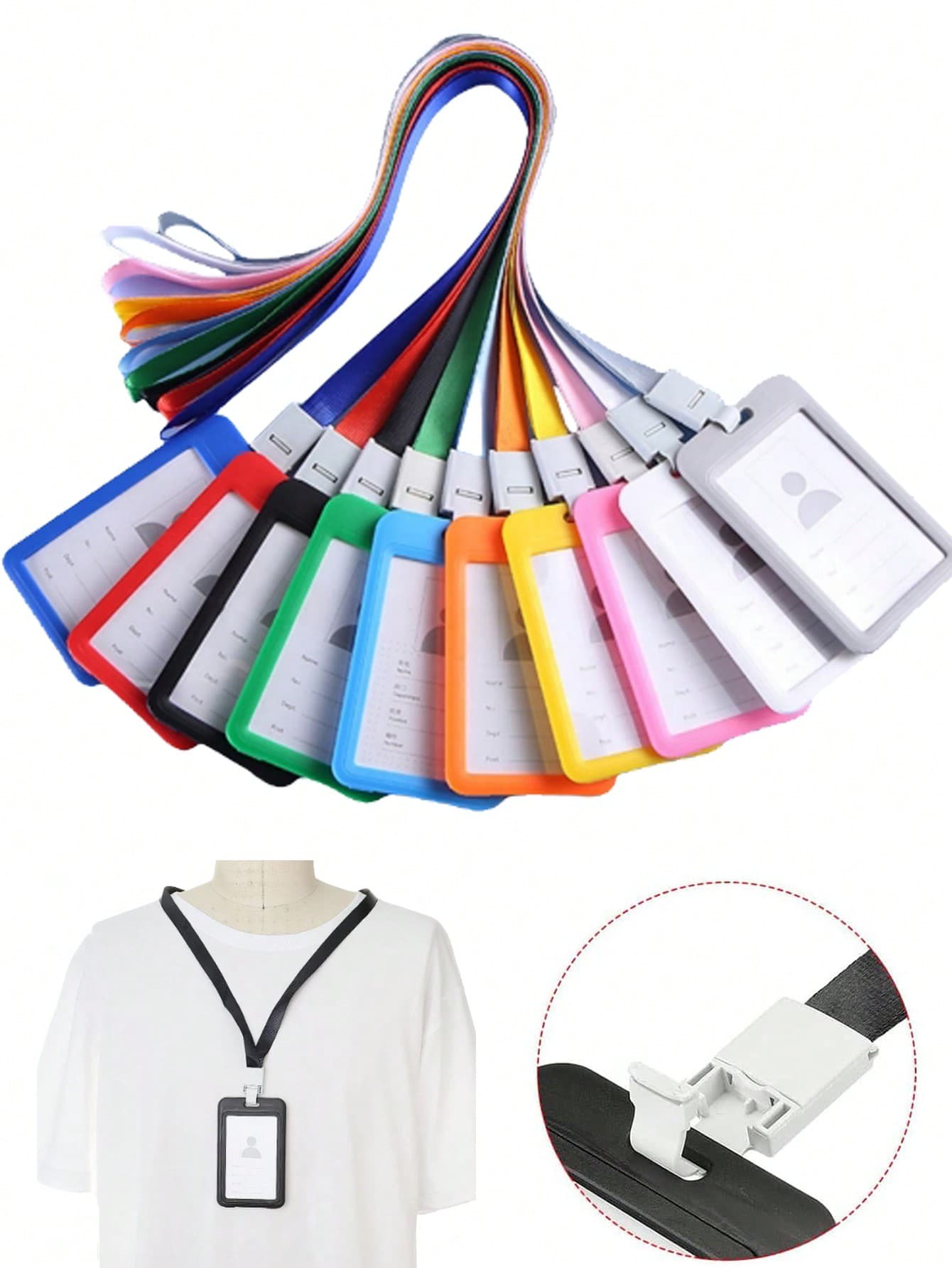 1/5/10pcs Multi-Color Credit Card Holder, Bank Card, Bus Card, ID Card Lanyard Badge Clip, Student & Office Supplies (Random Color), Back To School Season
