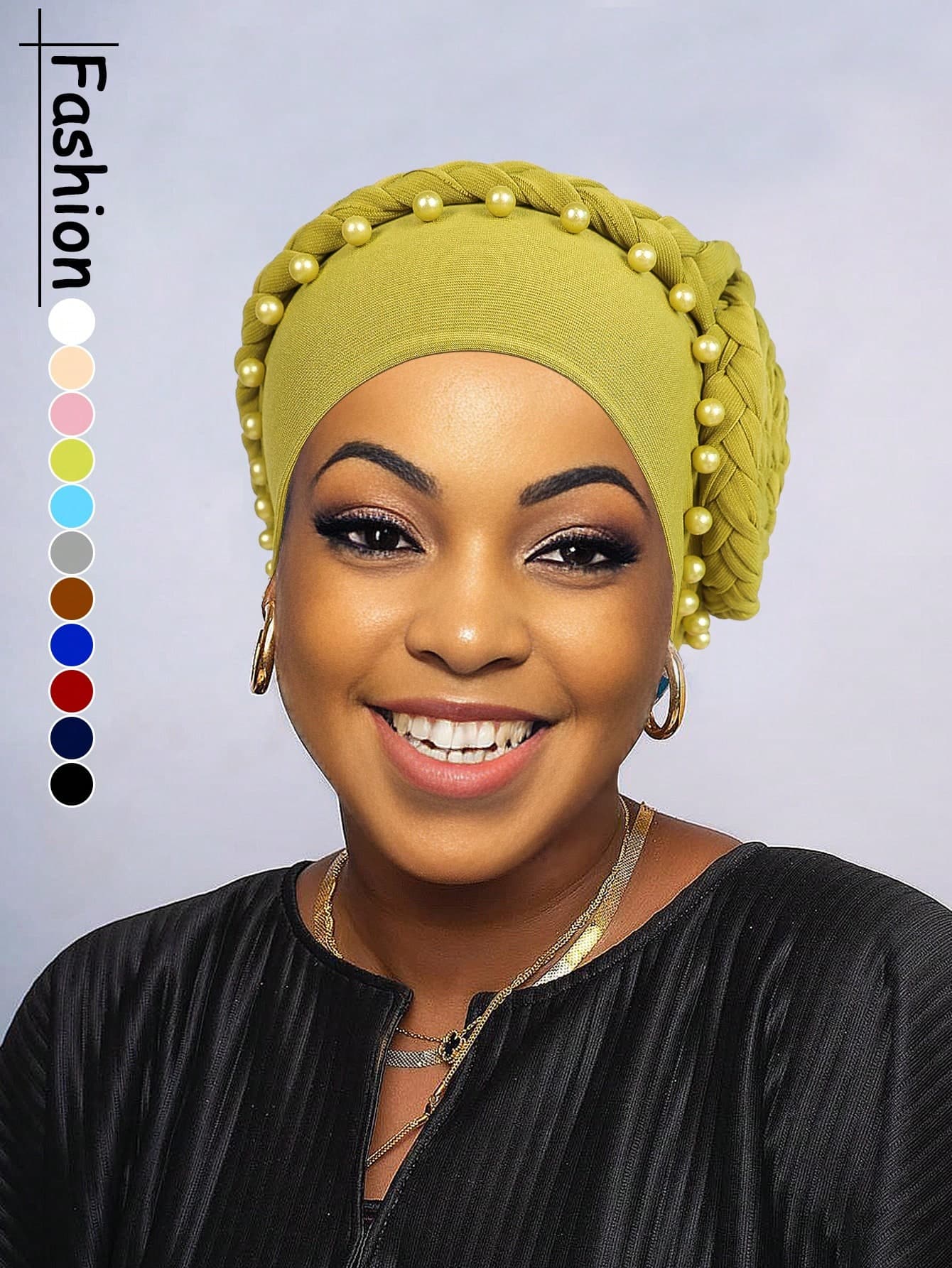 Awegeo 1Pc Women's Luxury African Style Handmade Braided Compass Large Flower Beaded Outdoor Travel Casual Fashion Comfortable Turban Hat