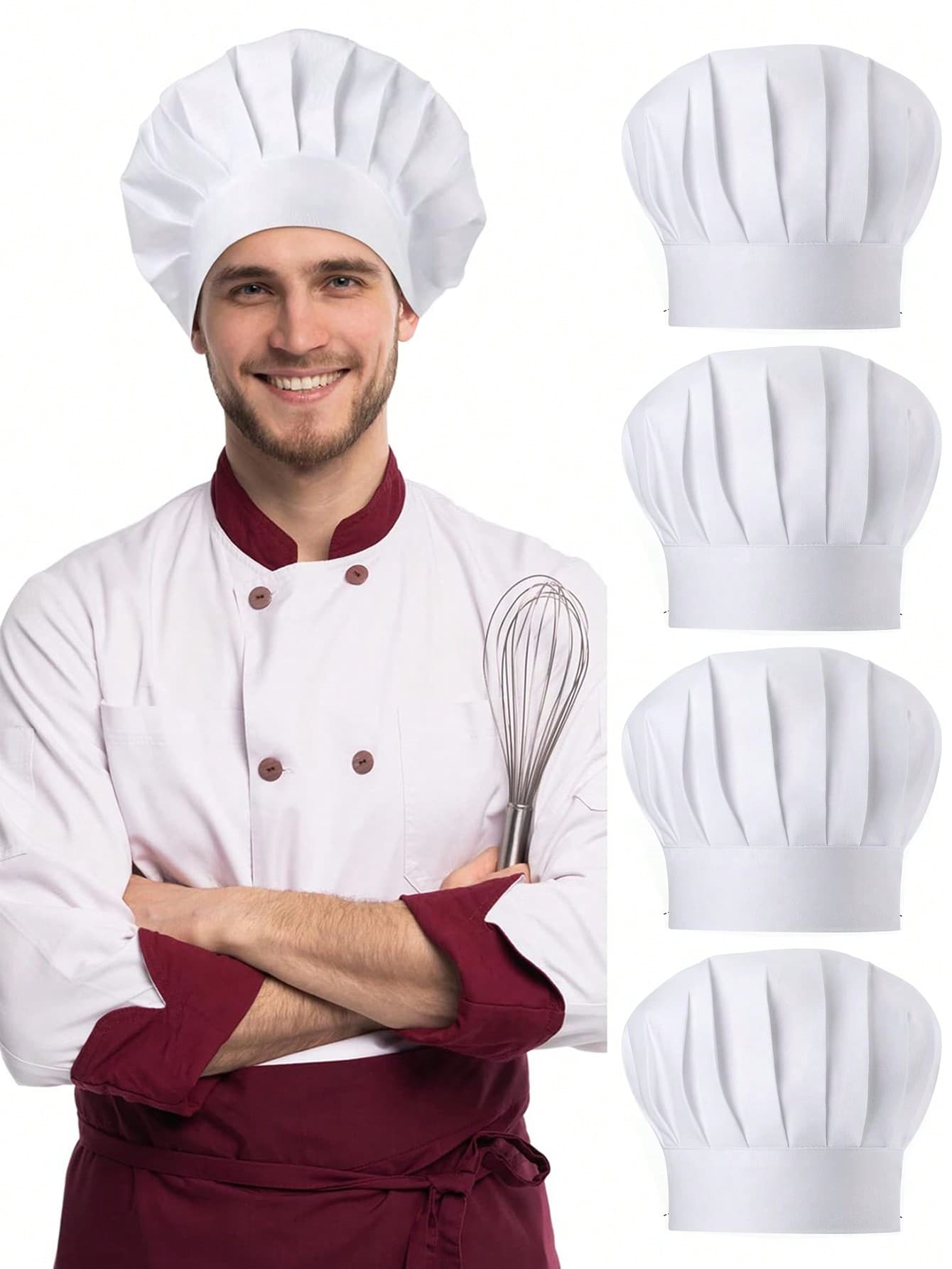 Chef Hat, Adult Premium Adjustable Elastic Baker Kitchen Cooking Chef Cap,Festival,Travel