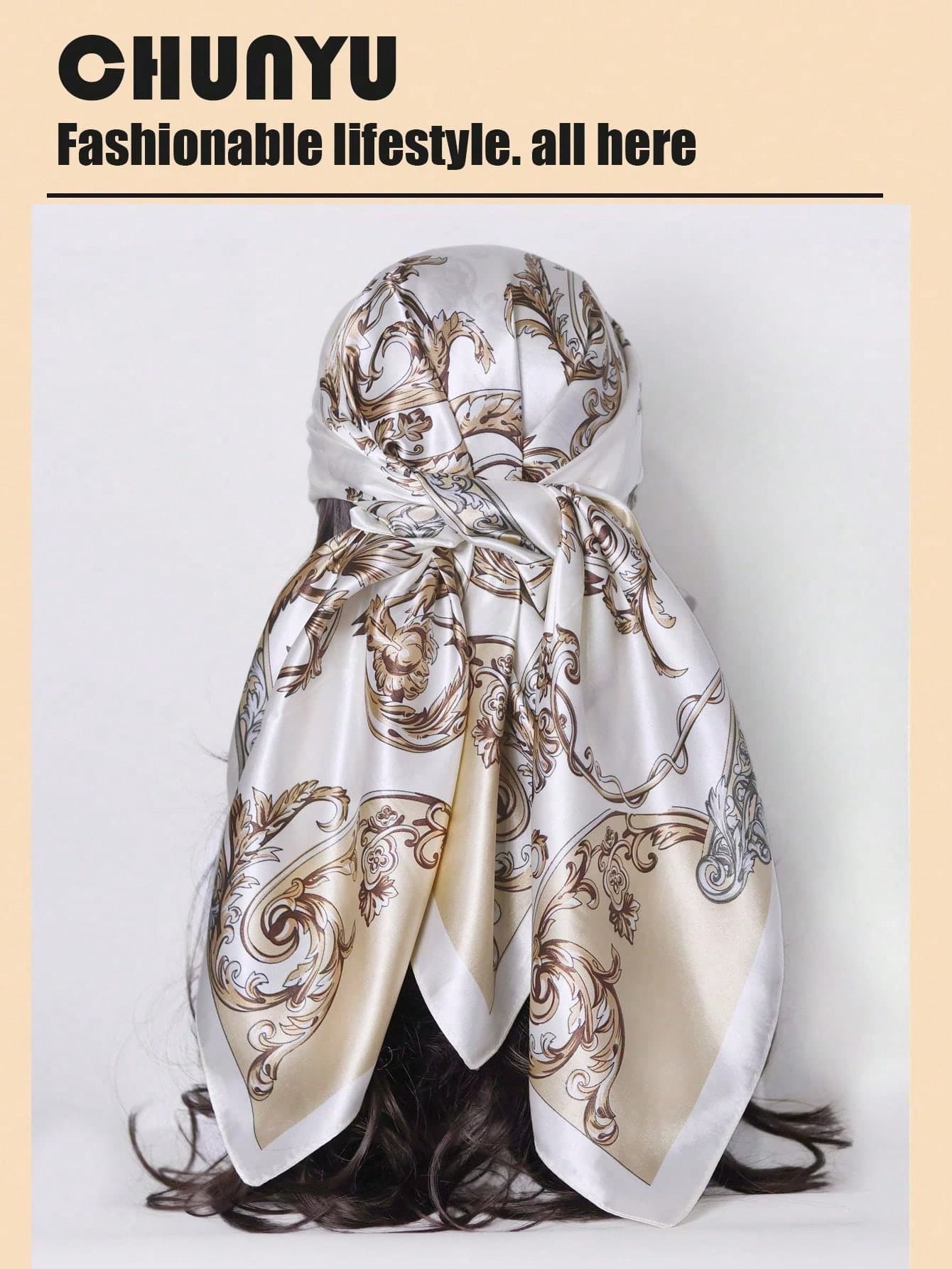 1pc Women Printed Vintage Square Scarf Headband Hair Bandana Silk Scarf Headscarf Blue Bandana Square Scarf Bandana