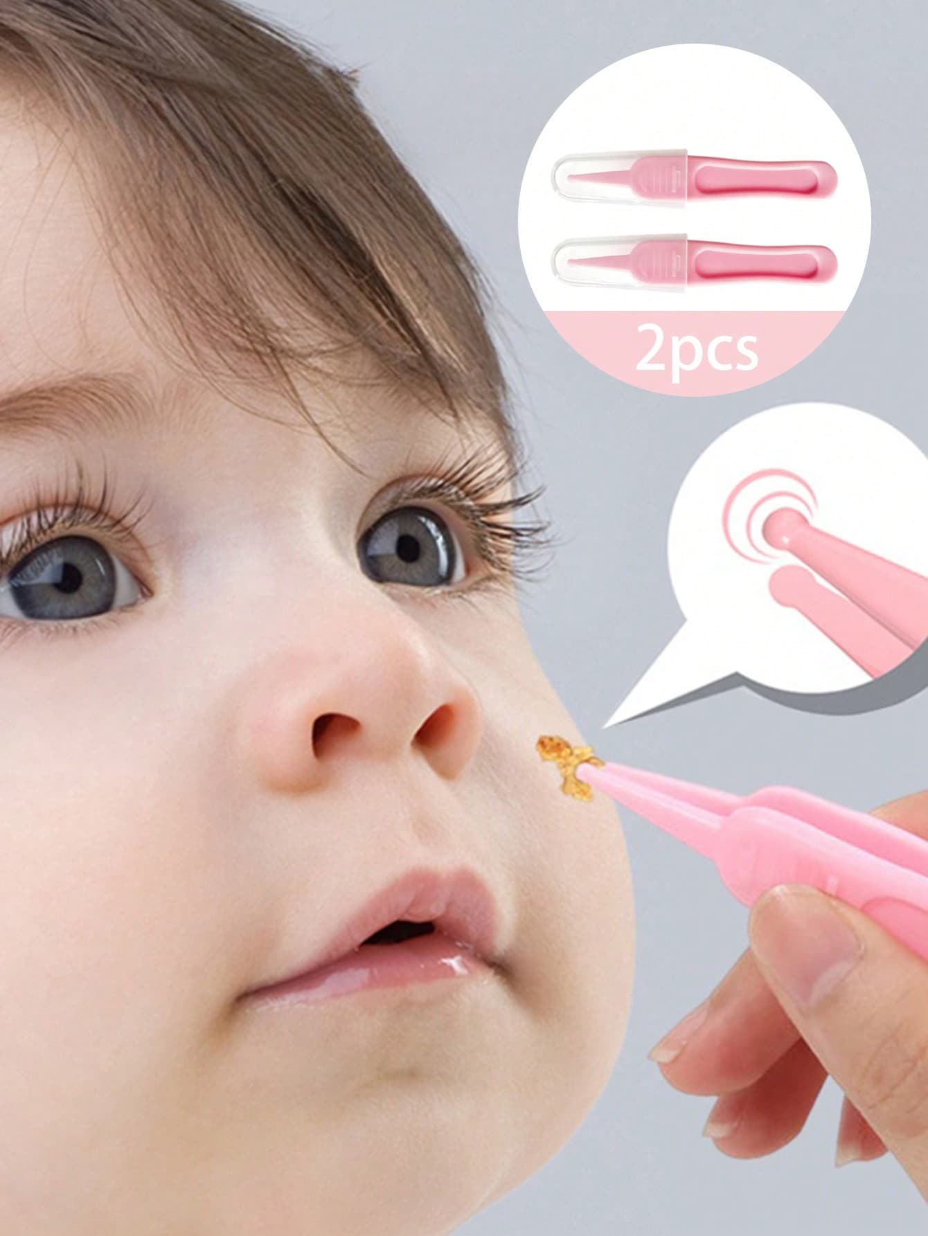 2pcs Newborn Baby Nasal Cleaning Tweezers + Ear Cleaning Clip Set, Infant Nasal Aspirator For Clearing Mucus