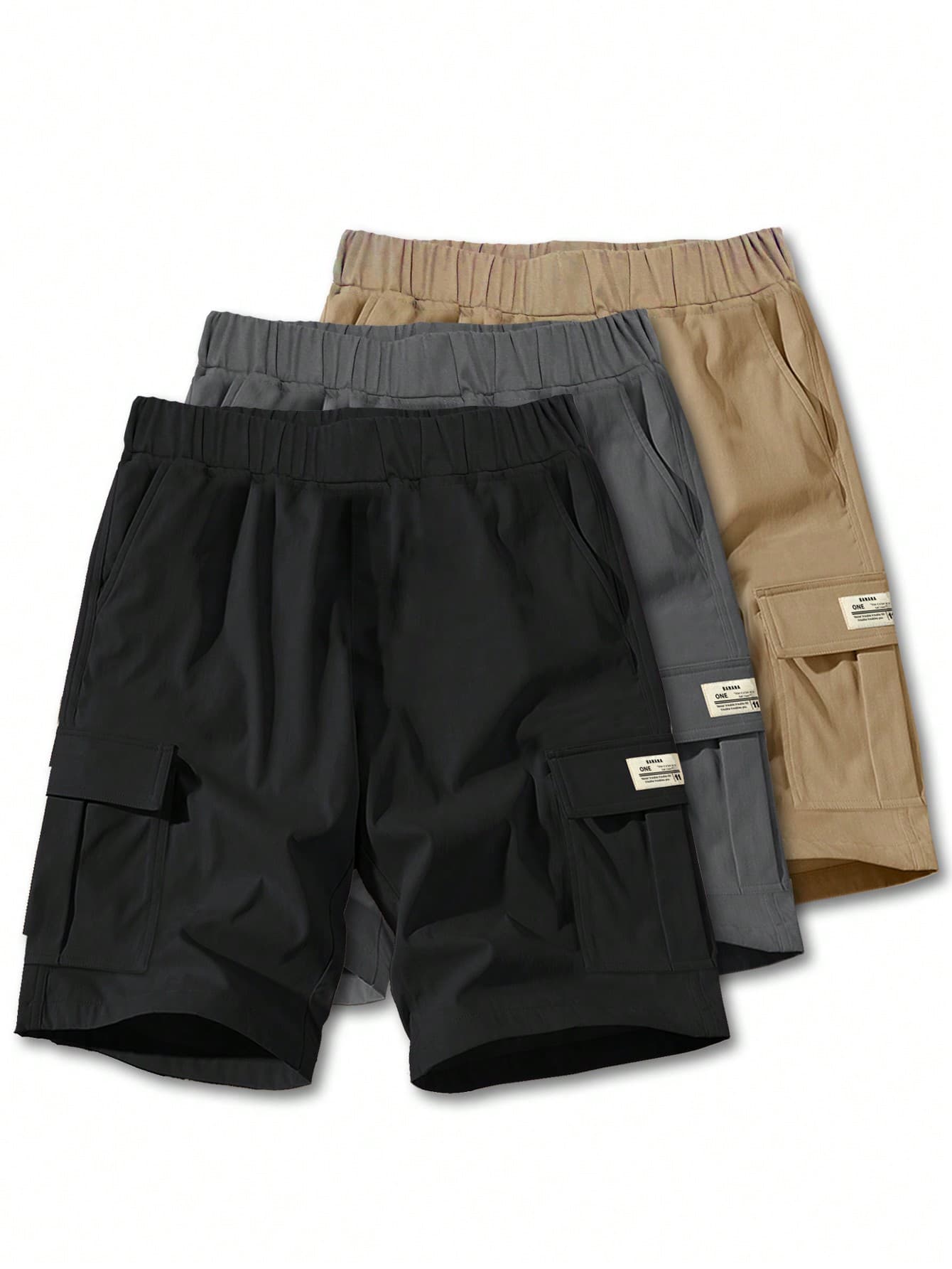 Teen Boy 3pcs Casual Sports Outdoor Pocketed Cargo Shorts, Spring Autumn