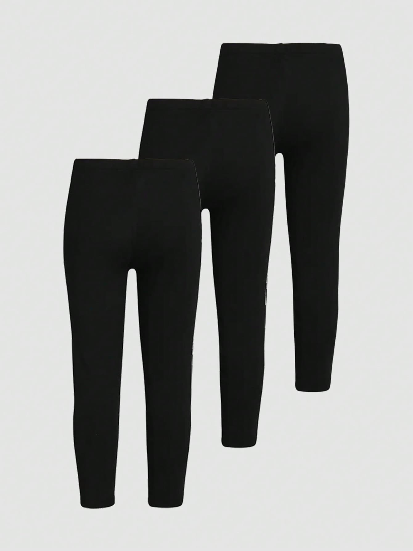 3pcs/Set Young Girl Solid Color Leggings, Children Tight Pants, Suitable For Spring, Summer, Autumn, Winter