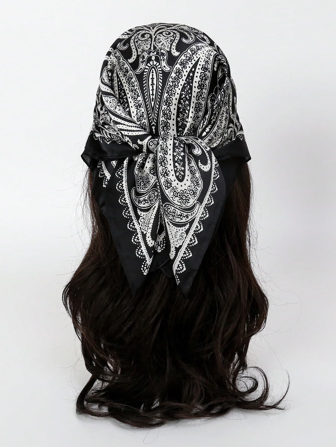 1pc Women's Geometric Printed Bandana, Suitable For Daily Use Bandana, Hair Band, Head Band Ideal For Dressing Up Your Look, Scarf, Beach, Holiday, Travel Essential