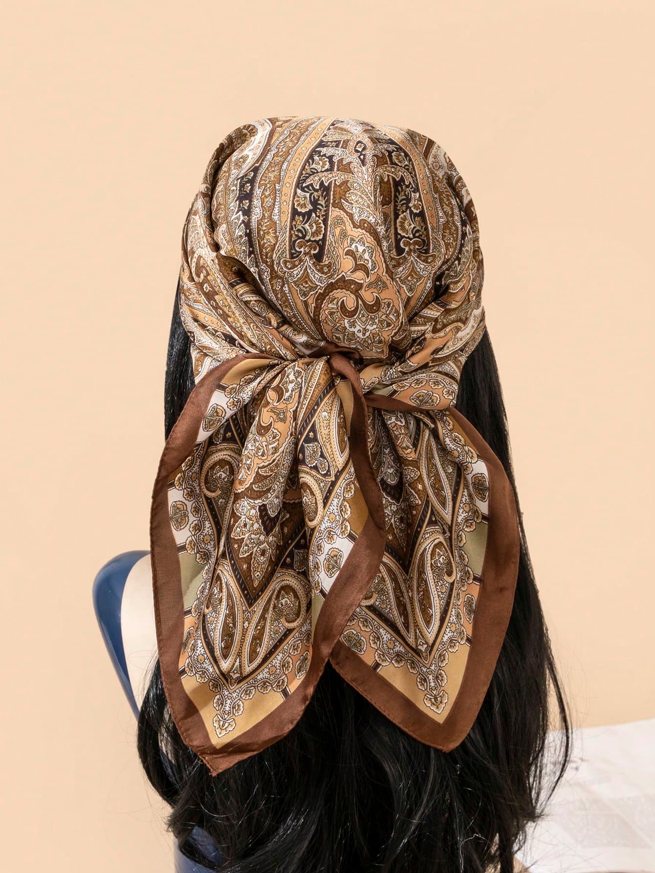 1pc Faux Silk Printed Bandana Scarf Multi Purpose Hair Accessory Women Scarf Silk Scarves