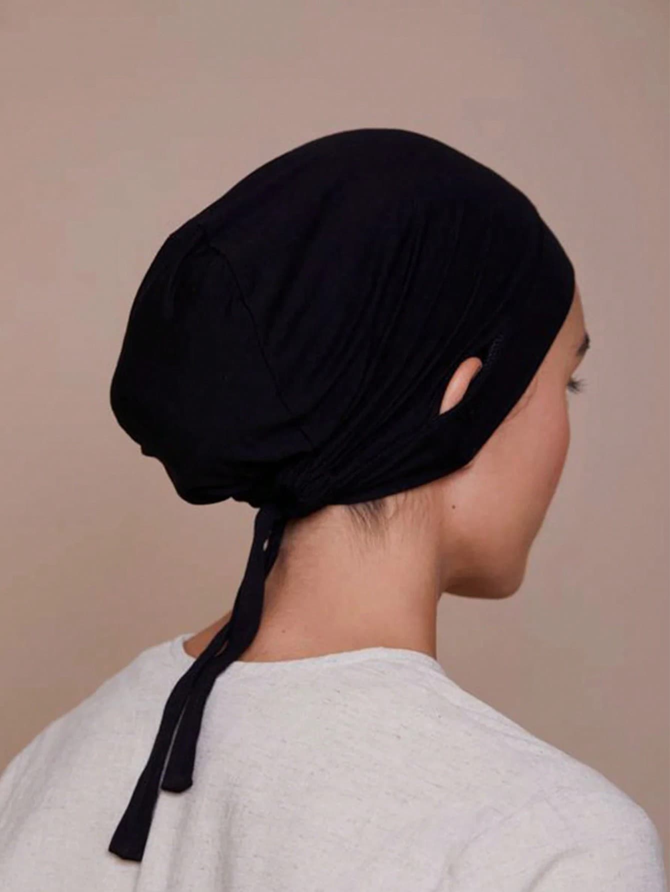 1pc Hijab Caps Arabic Women Solid Color Silky Modal Embedded Drawstring Adjustable Headscarf Headwrap Lining, Suitable For Daily Wear Headband Soft Hijab For Abaya Breathable Under Cap Veiled Clothes