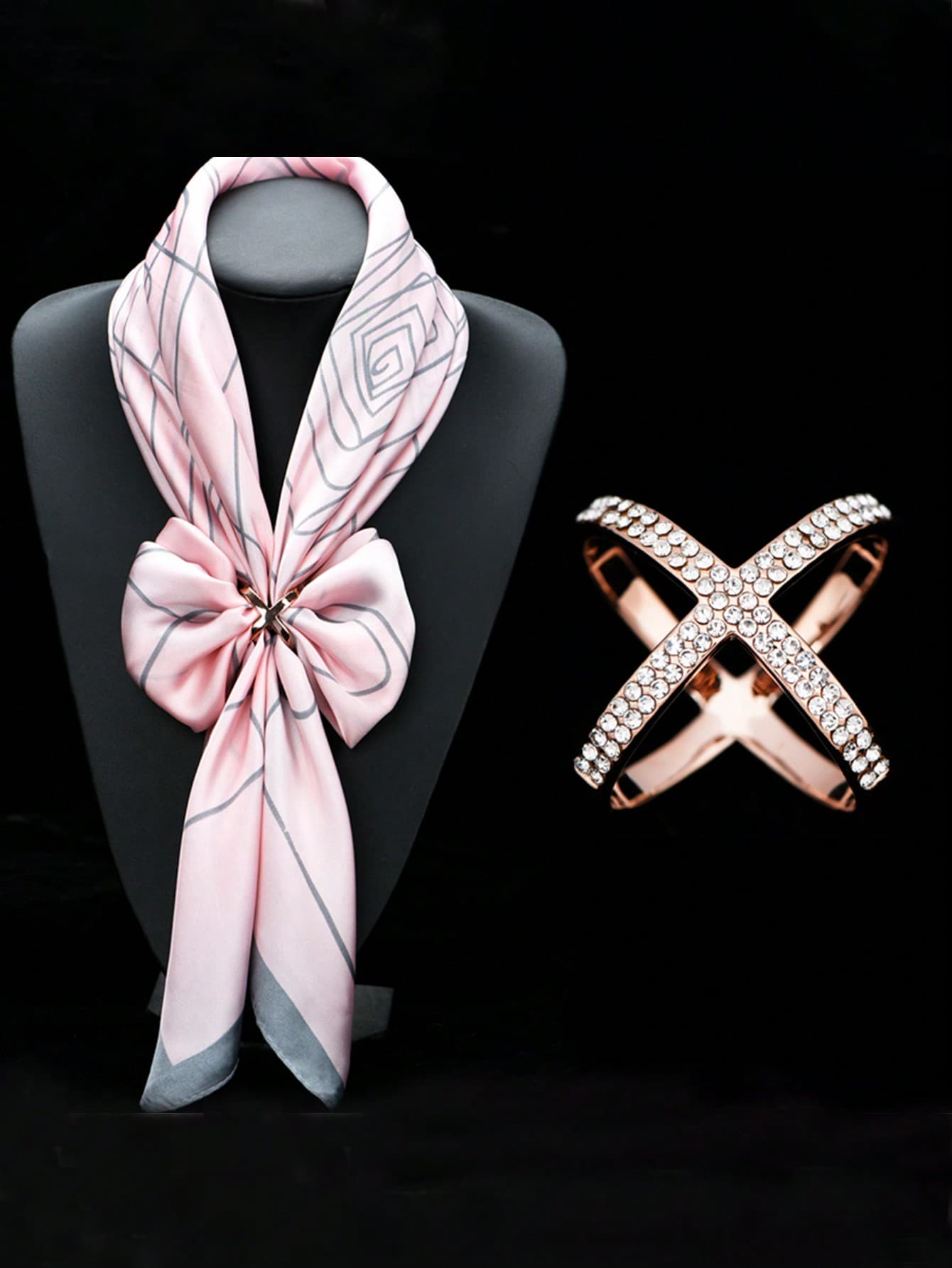 1pc Premium Crystal X Design Scarf Clip, Elegant And Versatile Accessory Valentine's Day Women Brooch Valentines, Beach, Holiday, Travel Essential