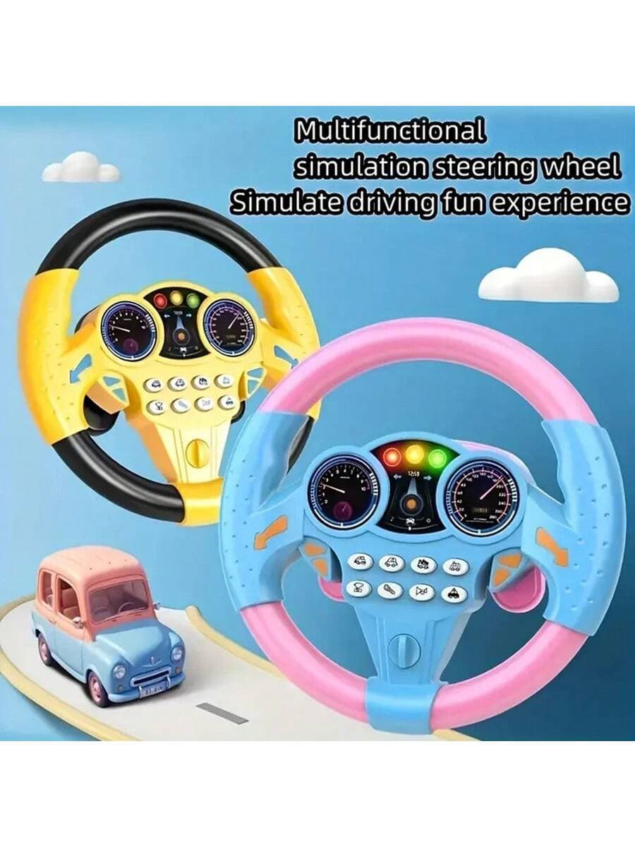 1pc Funny Children's Educational Early Education Steering Wheel Toy, Simulation Car Driving Game With Music Rotatable Steering Wheel, Educational Toy (Without Battery) Halloween Christmas Gift