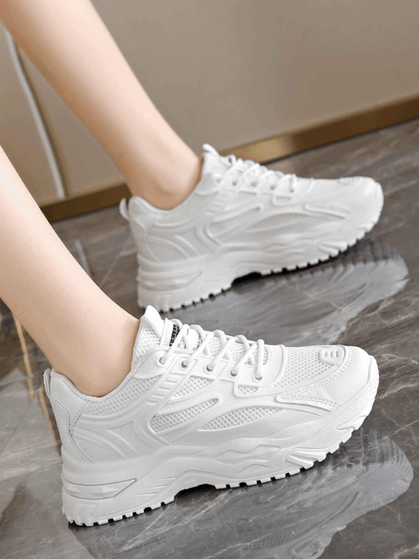 Casual Round Toe Criss-Cross Mesh Sporty Breathable Comfortable Fashion Sneakers For Women