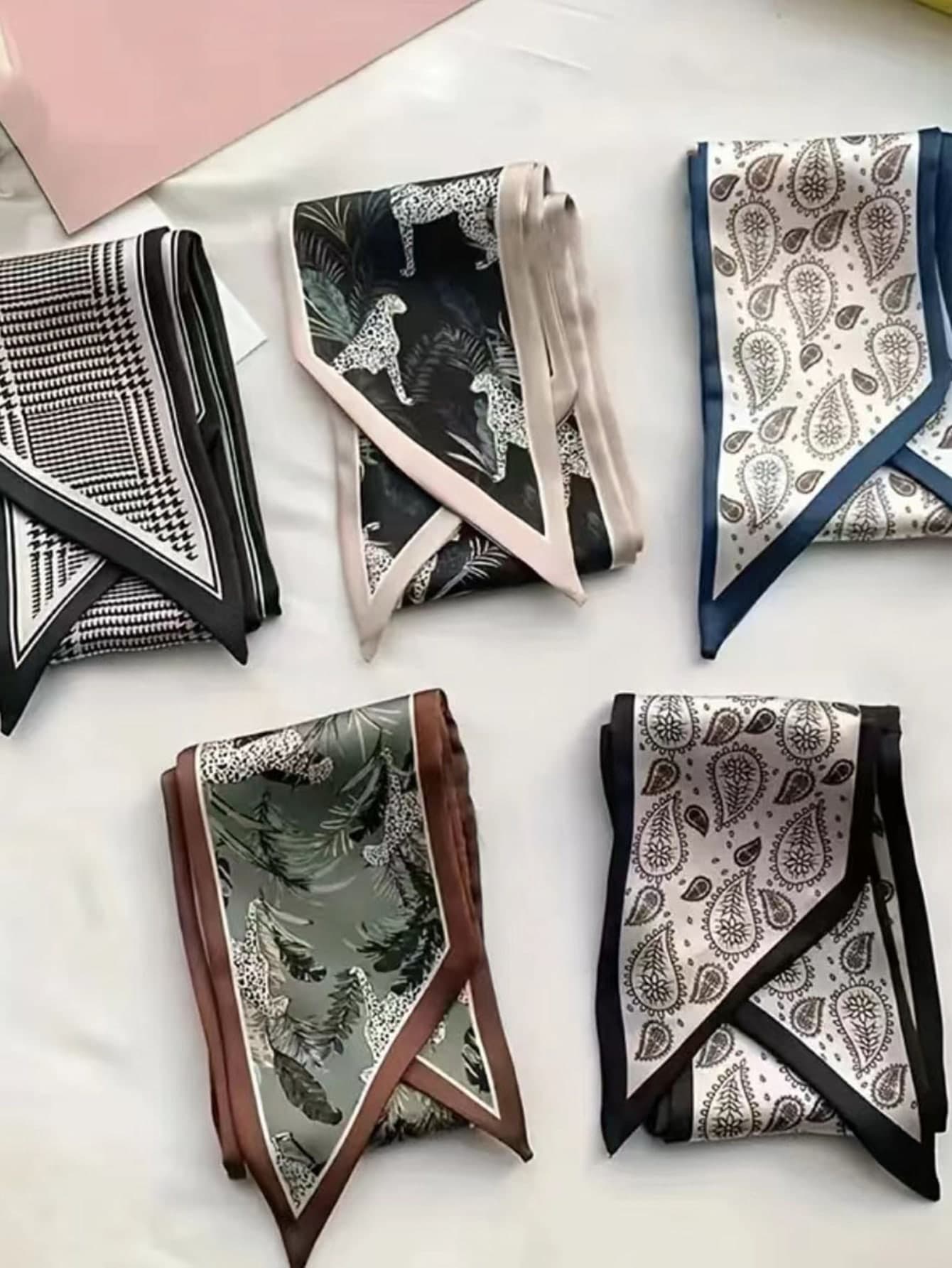 5pcs Paisley Pattern Polyester Scarves/Headbands,Suitable For Daily Hair Accessories,Bag Decoration,Gifts