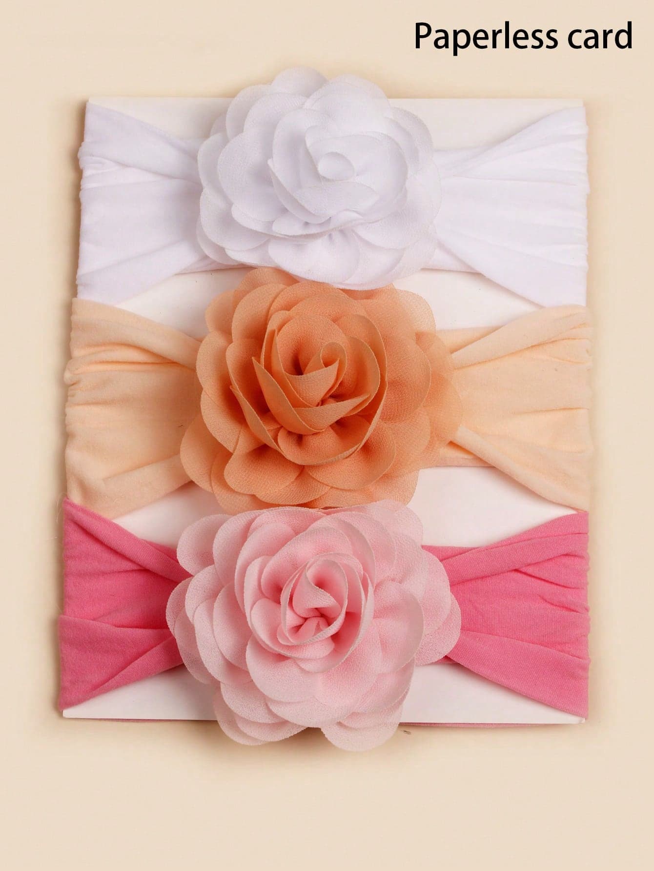 3pcs Rose Flower Birthday Pink Baby Headband (Paper Card For Decoration) Love Valentine