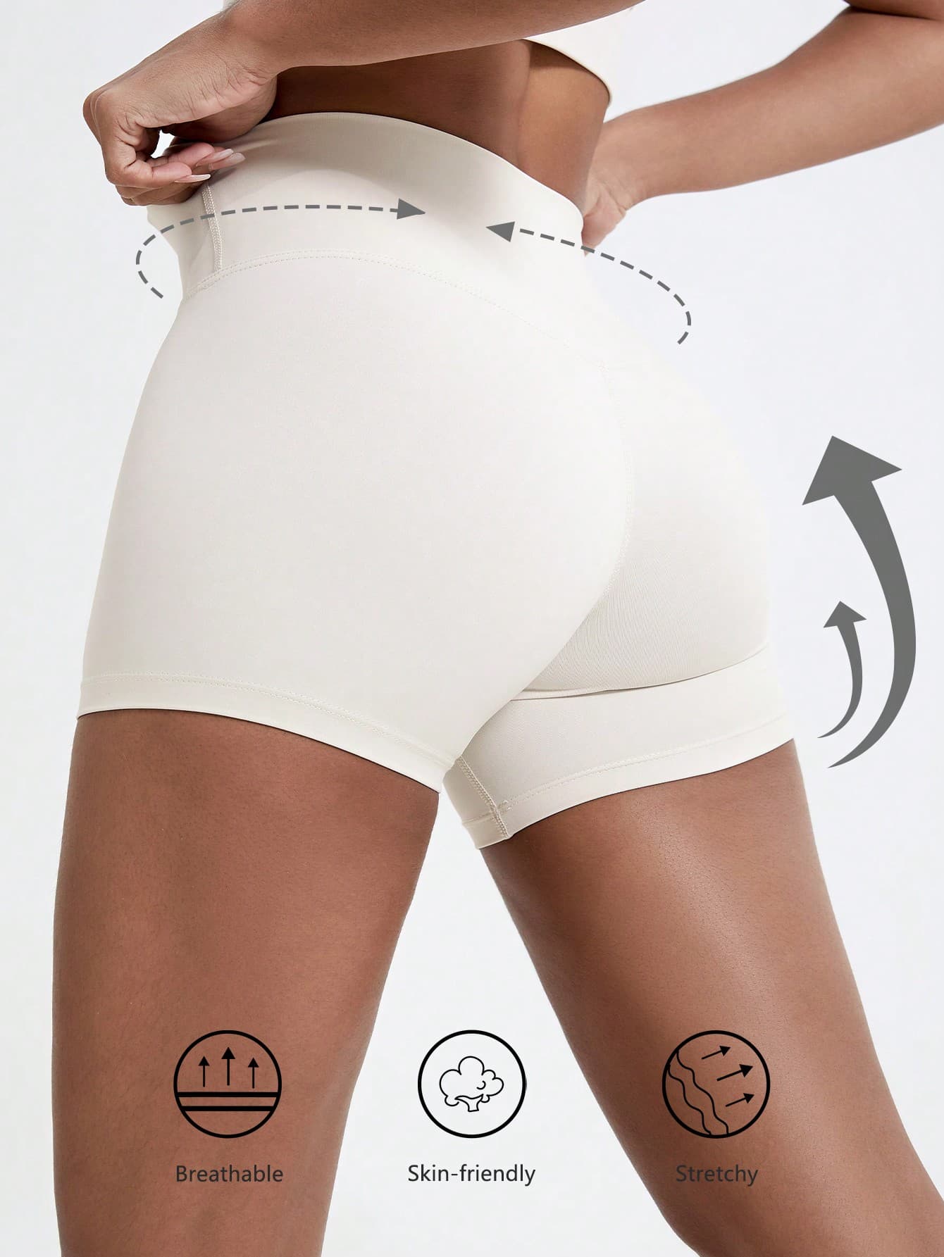 1pc High Waist Yoga Shorts, Breathable Outdoor Fitness Running Training Cycling Shorts Sports