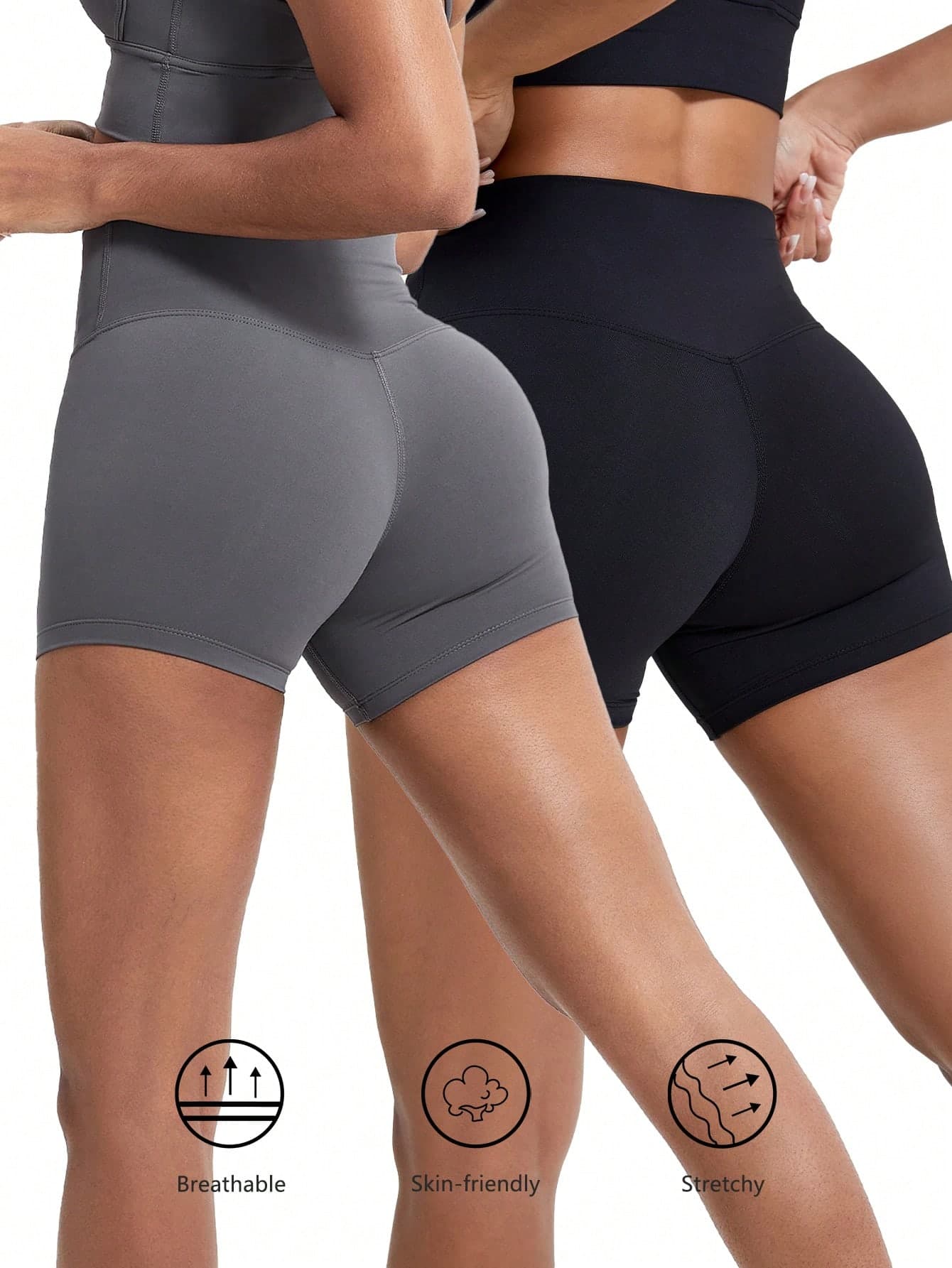 2pcs Sports Yoga Shorts, Running Cycling Pilates Fitness Workout Shorts, Moisture-Wicking Outdoor Yoga Capri Pants