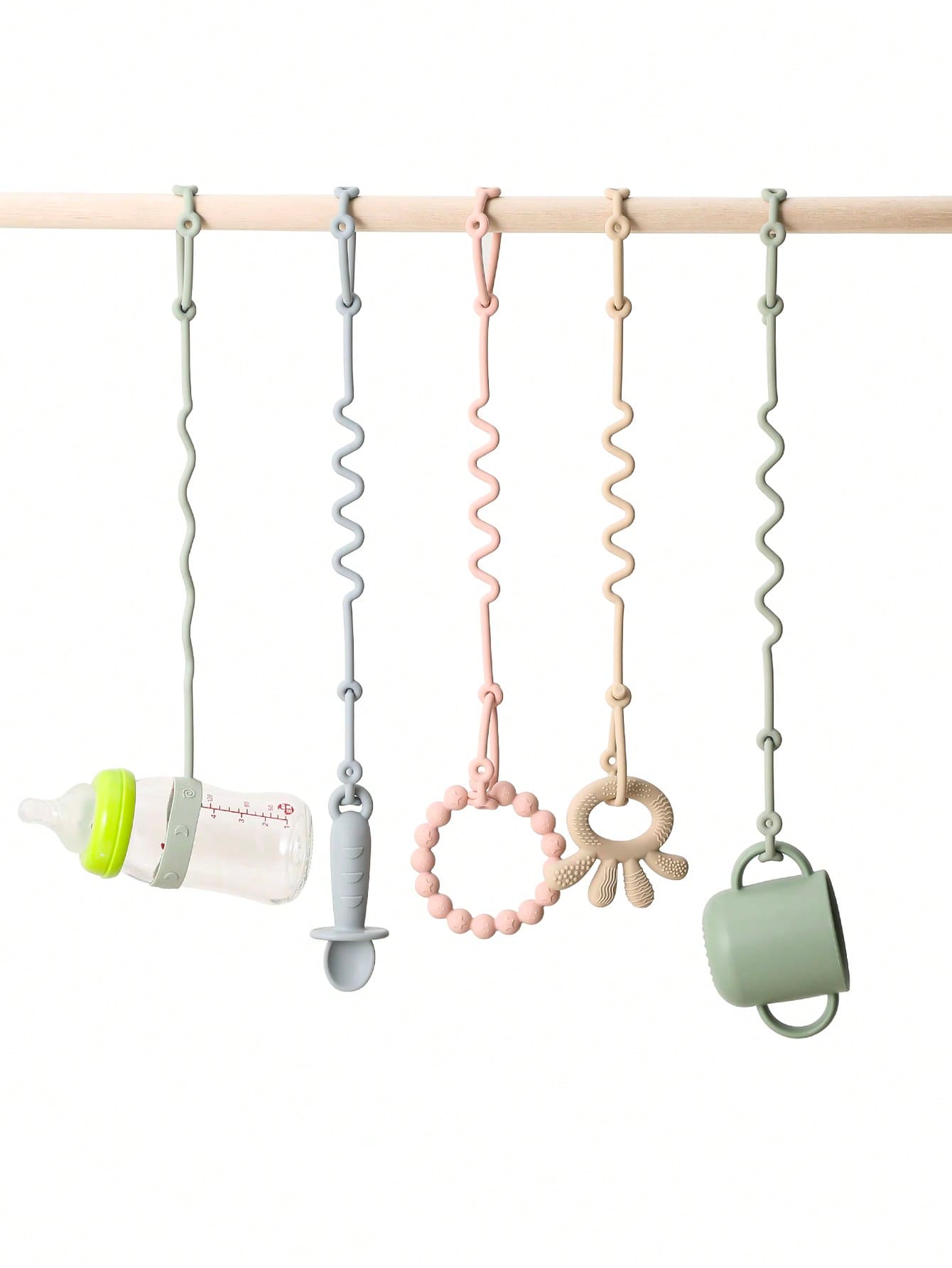 3pcs Baby Silicone Pacifier Clips, Elastic Silicone Pacifier Chains, Adjustable Bottle Clips, Suitable For Car Seats, Teethers, High Chairs, Strollers