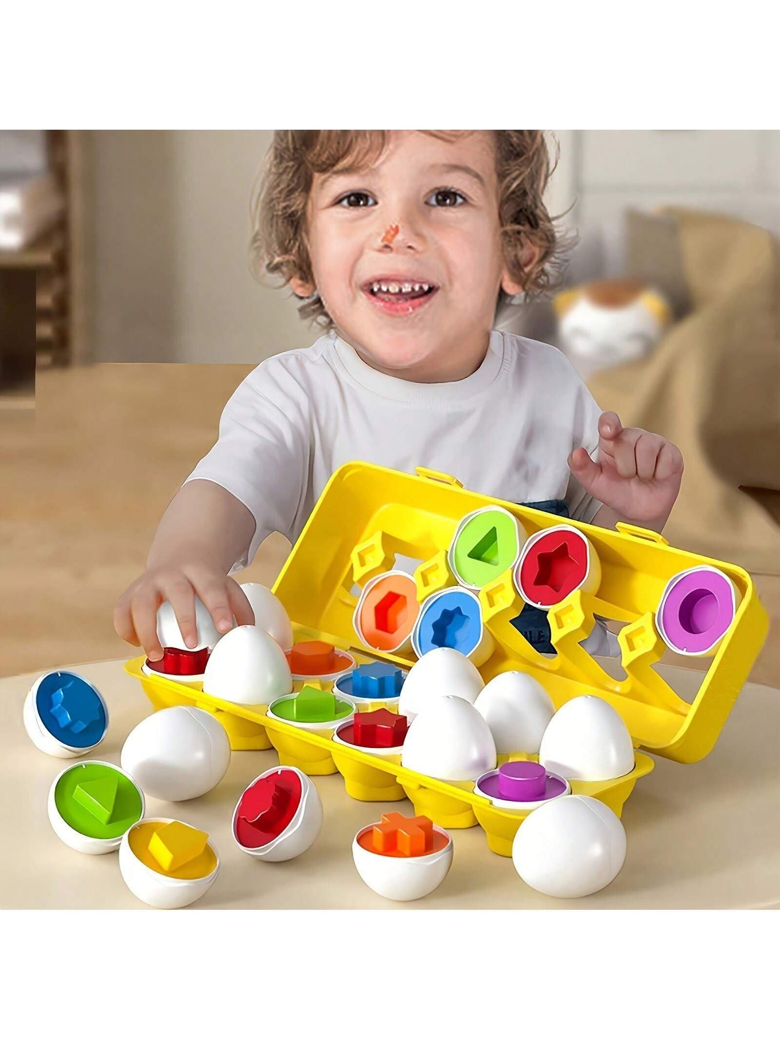6/12pcs/Set Colorful Egg-Shaped Puzzle Toys - Develop Fine Motor Skills, Hand-Eye Coordination And Shape Recognition - Ideal For Early Learning, Montessori Education And Easter Fun For Toddlers & Preschoolers (Colors May Vary)