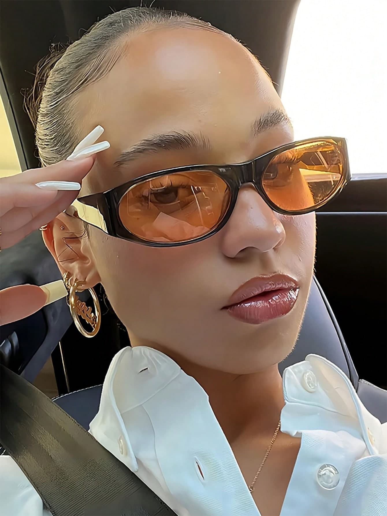 1pc Oval Frame Women's Fashion Glasses Beach Accessories For Women Glasses Shades Basics Fall Winter Women Outfits Clothes Business Casual Gifts For Summer Beach Vacation,Outdoor,Travel Casual Style Oval Frame For Going Out Outfit,Back To School