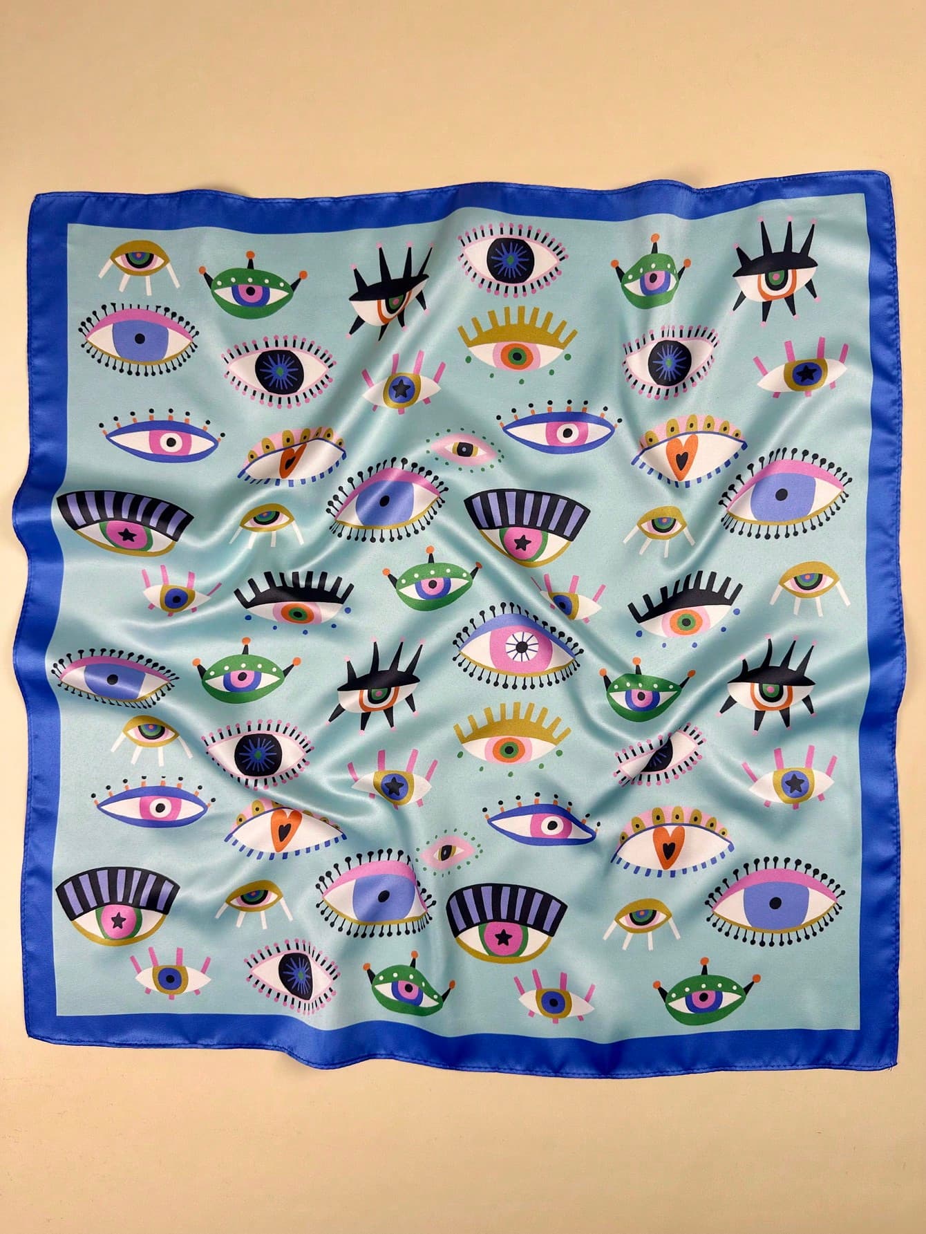 1pc Women's Y2K Eye Print Elegant Satin Scarf, Neckerchief, Headscarf, Hair Accessory, Valentine's Day Gift