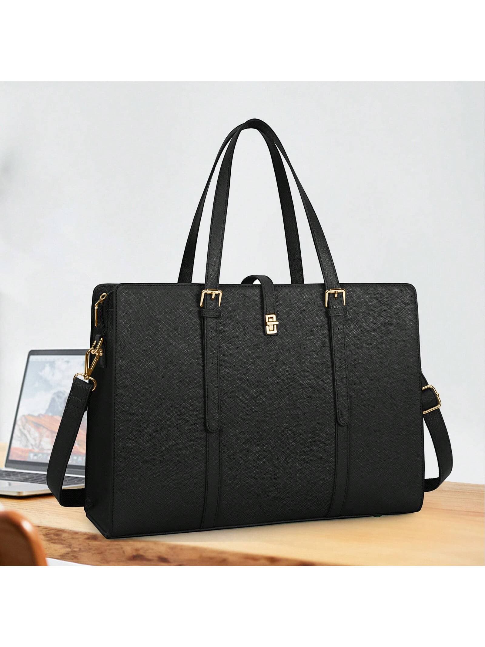 NEWHEY 15.6 Inch Women's Genuine Leather Laptop Bag, Waterproof Ladies' Shoulder Bag For Work, Laptop Briefcase