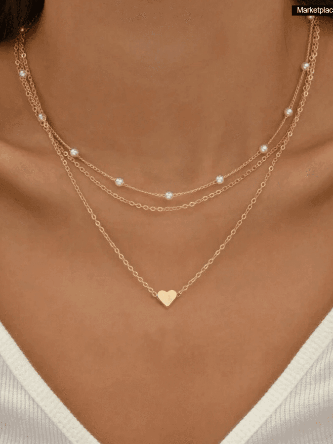 3-Layer Necklace Set, Minimalist Heart Shaped Faux Pearl Necklace For Women, Suitable For Dates, Gatherings, Vacations, Everyday Wear, Holiday Gifts