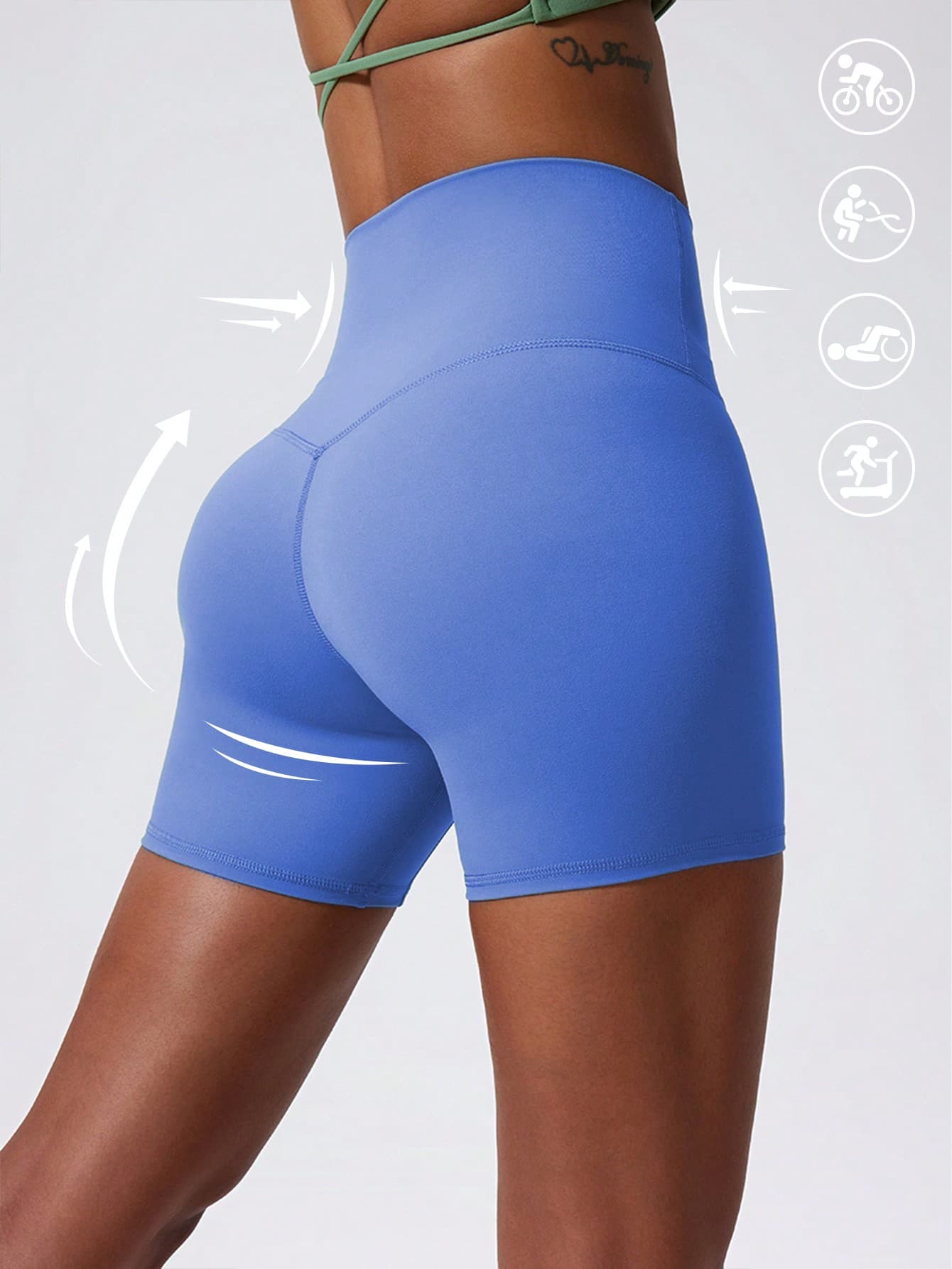 1pc High Elasticity Nude Yoga Shorts/Cycling Shorts, Suitable For Running, Fitness, Cycling And Other Sports, Women's Sweat-Wicking Breathable Tight Shorts Summer