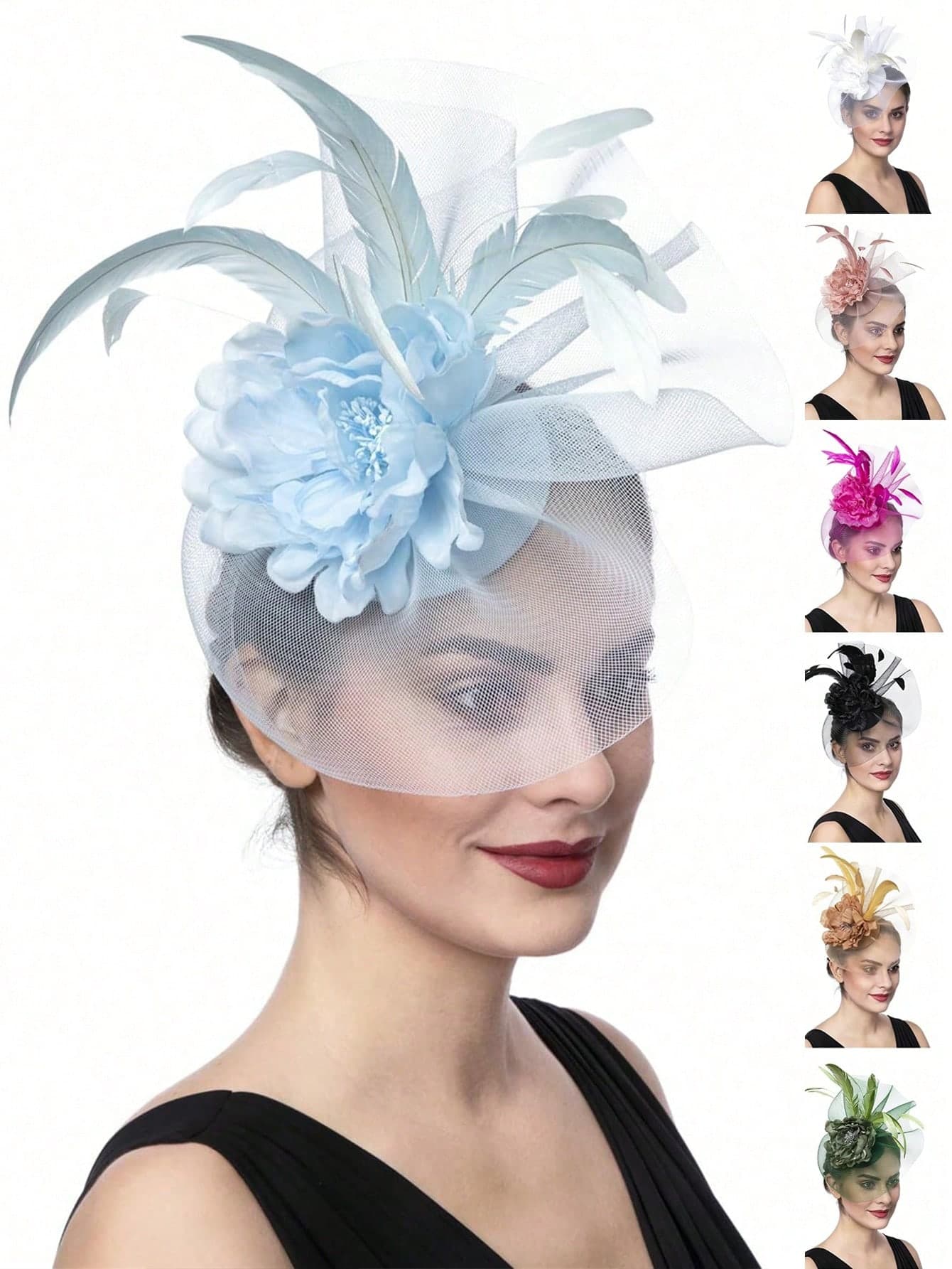 1pc Women's Kentucky Derby Fascinators Tea Party Hat Mesh Floral Feather Hair Clip Fascinator Headwear For Wedding Cocktail