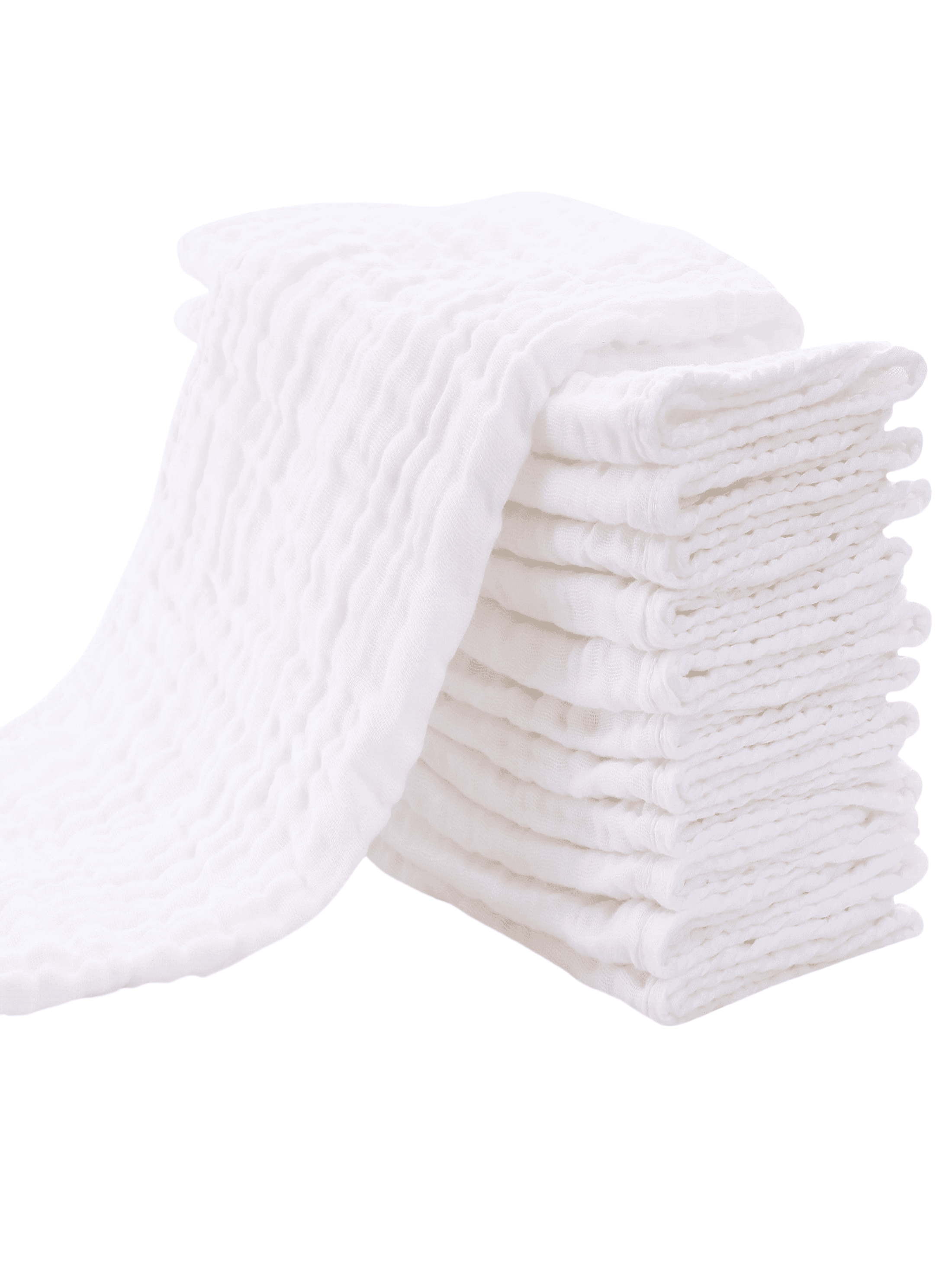 10pcs/Set Baby Burp Cloths - Super Soft 100% Baby Towels - Large 50cm X 25cm Highly Absorbent Milk Spit-Up Cloth - Unisex - White